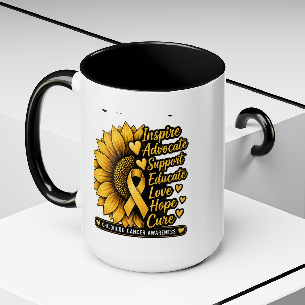 Childhood Cancer Awareness Sunflower Accent Coffee Mug (11/15oz)