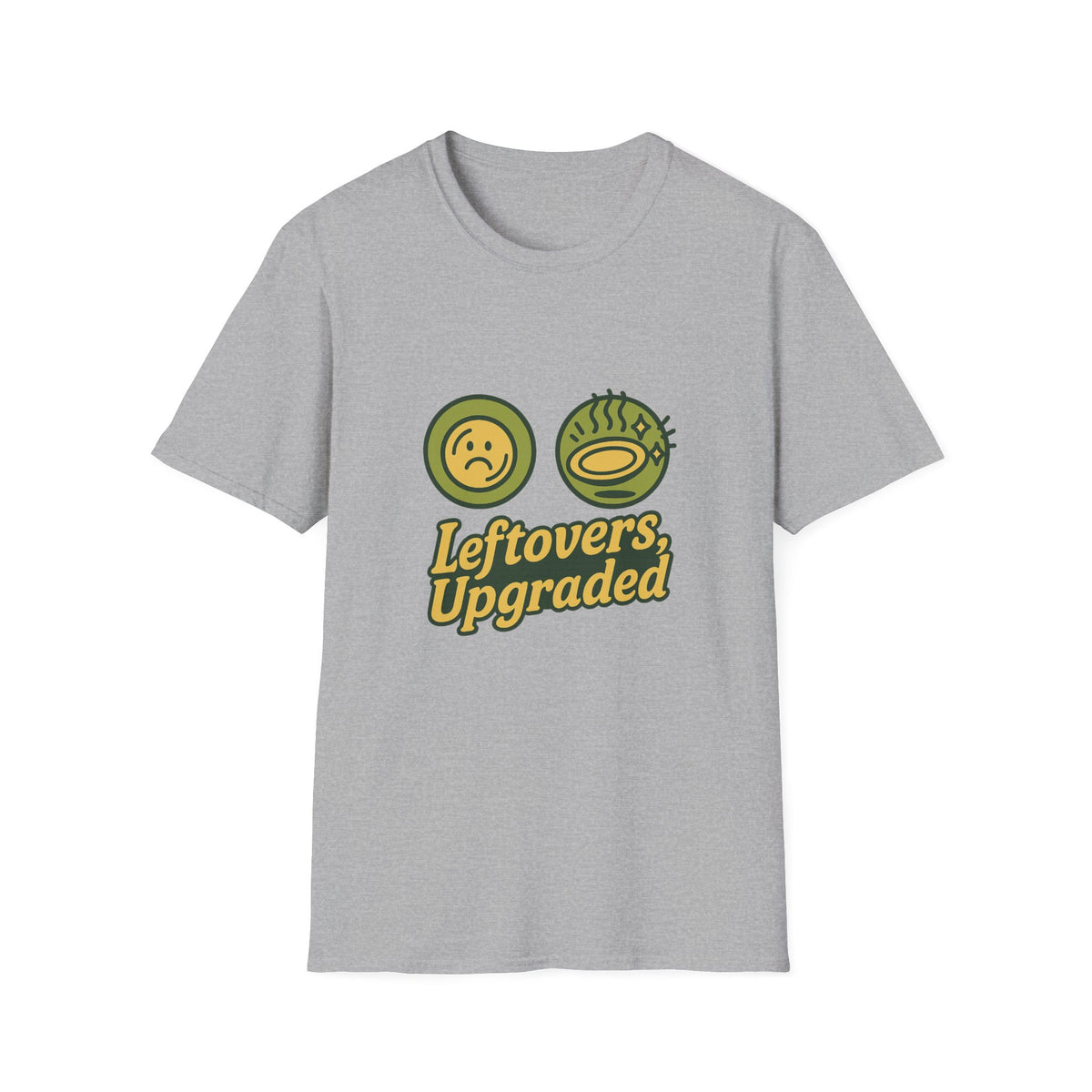 Leftovers Upgraded T-Shirt — Funny Foodie Tee with Soup & Smiley Icons - Trending Now - September 2026