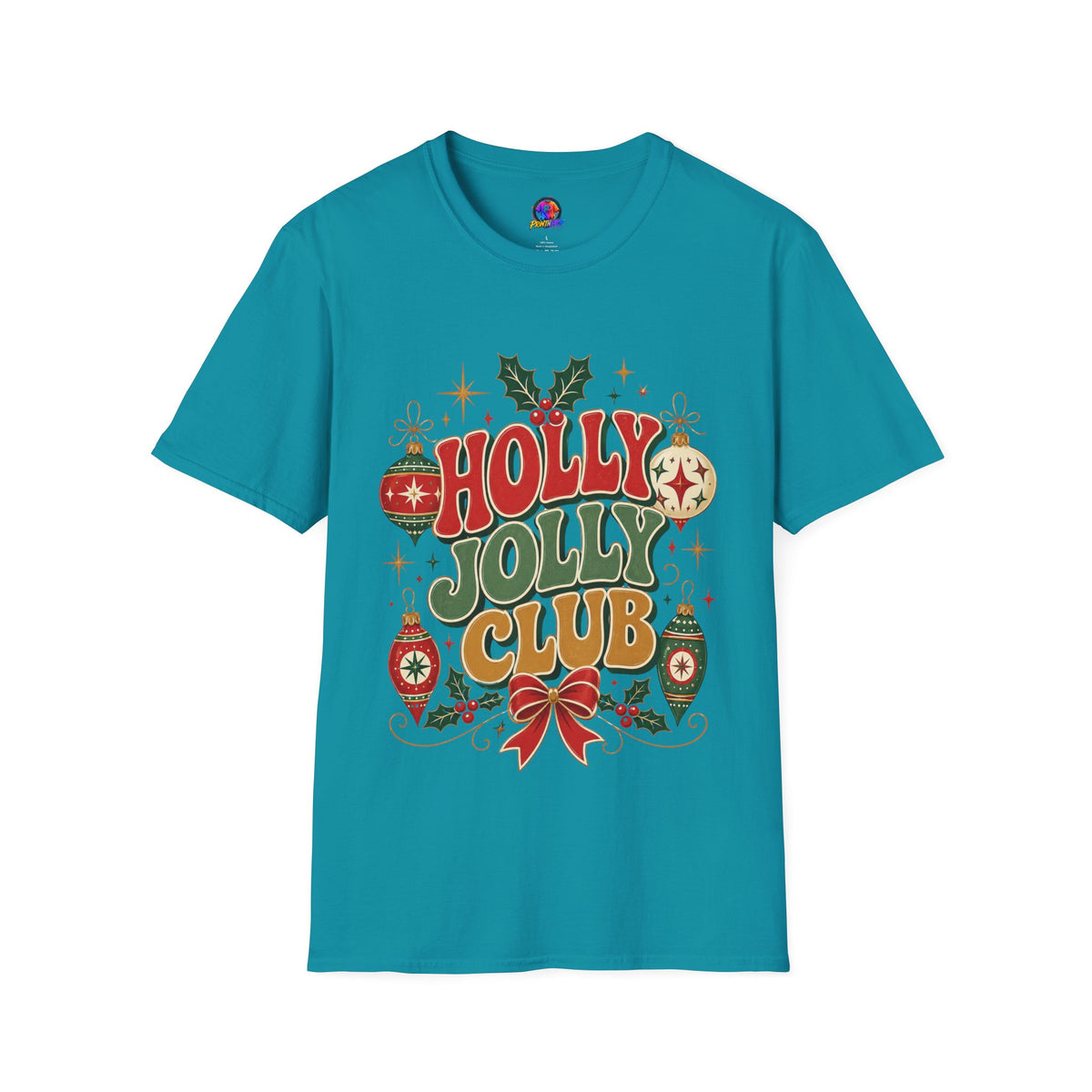 Holly Jolly Club Christmas T-Shirt — Retro Holiday Ornament Tee