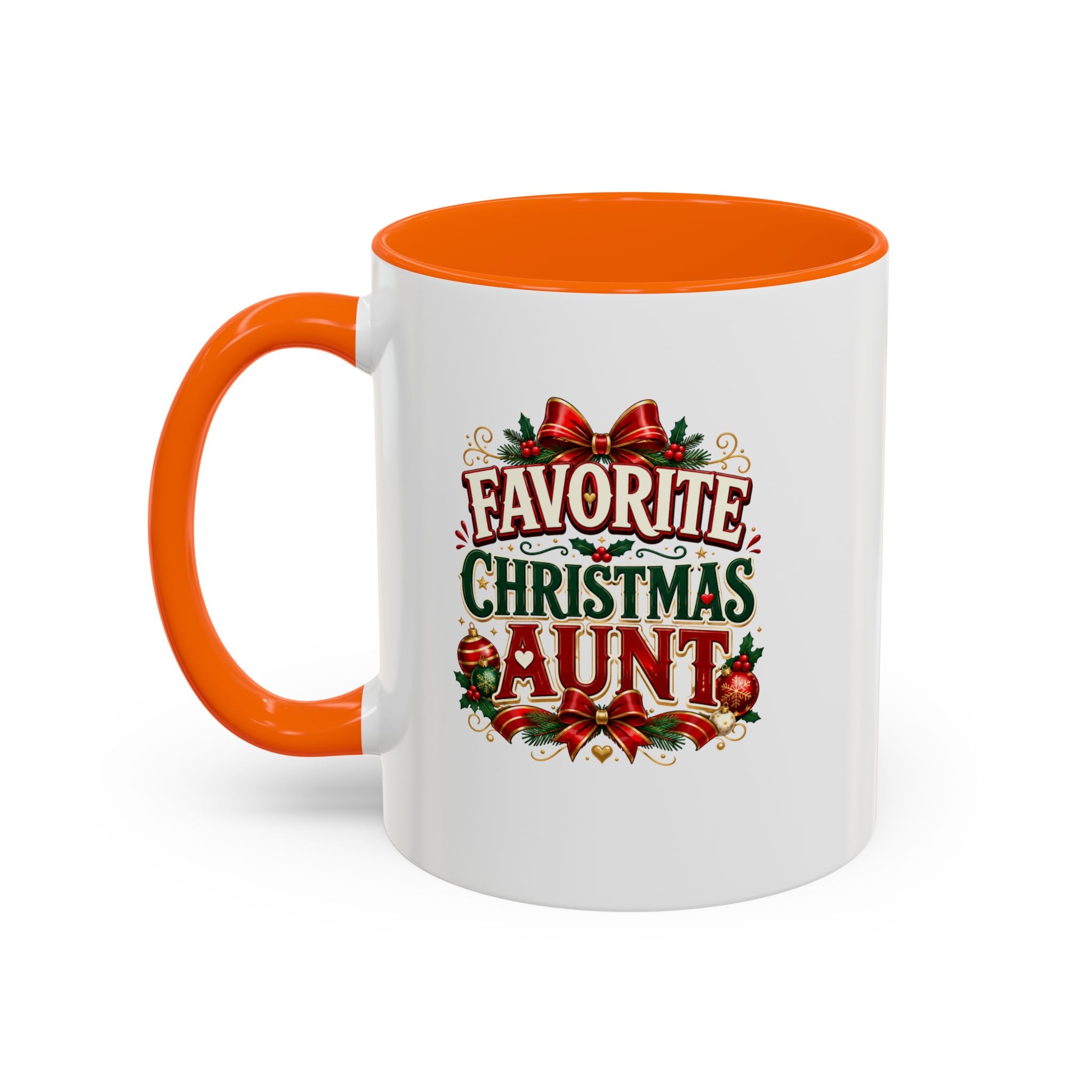 Christmas Aunt Coffee Mug — "Favorite Christmas Aunt" Accent Holiday Mug