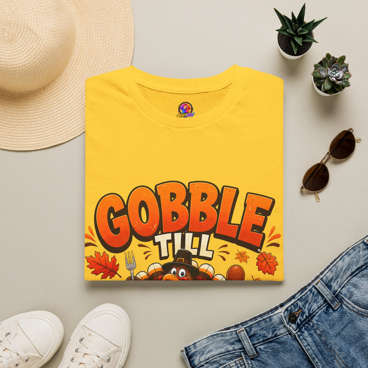 Thanksgiving T-Shirt Gobble 'Til You Wobble Thanksgiving T-Shirt
