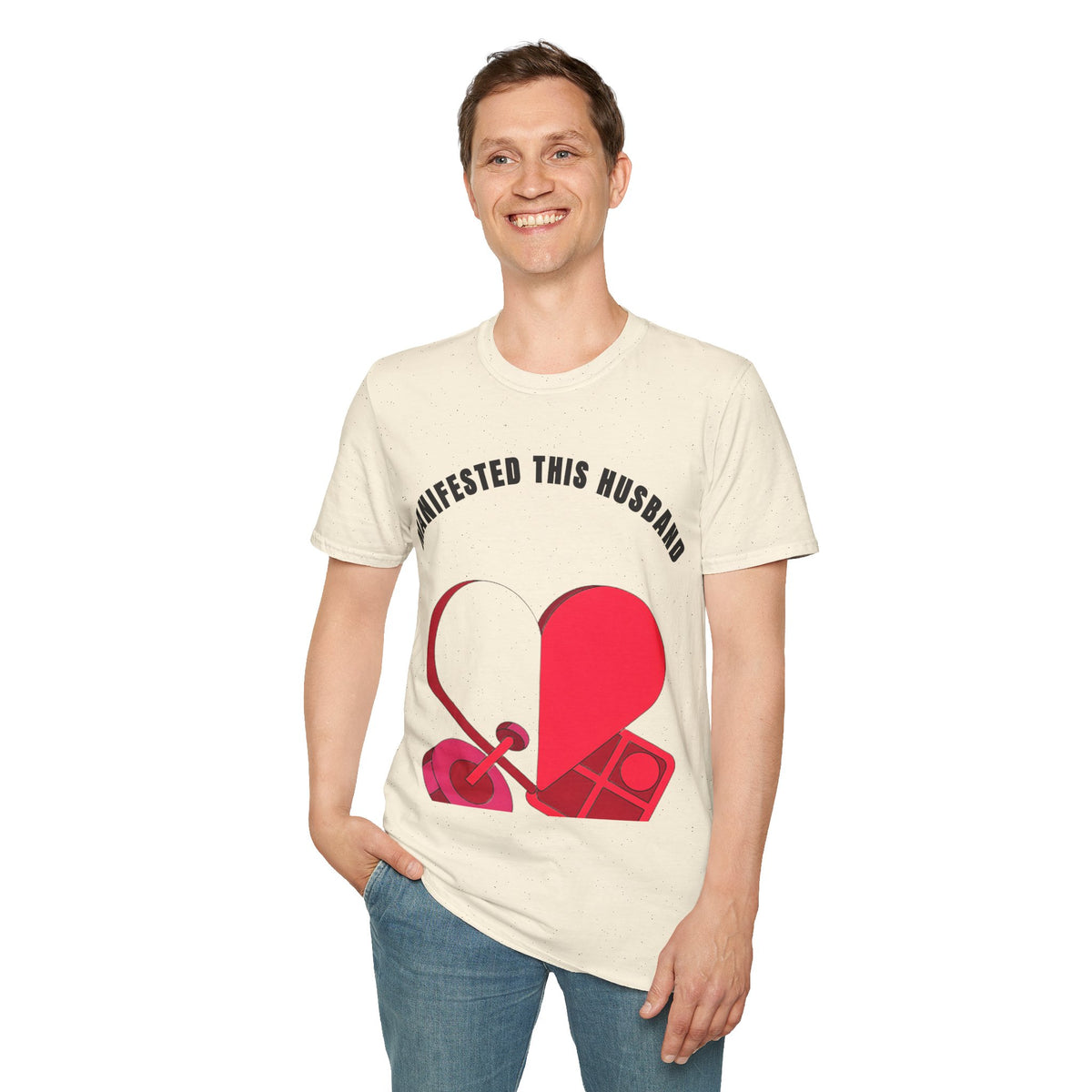 T-Shirt — "Manifested This Husband" Heart Graphic - Trending Now - September 2026