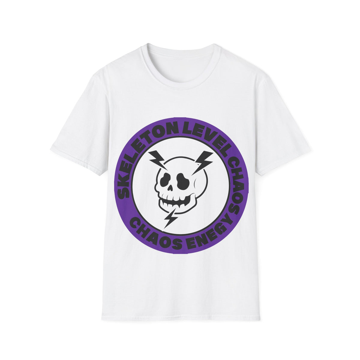 Skeleton Level Chaos Energy Purple Badge Tee - Cute Spooky Goth Graphic T-Shirt - Trending Now - September 2026