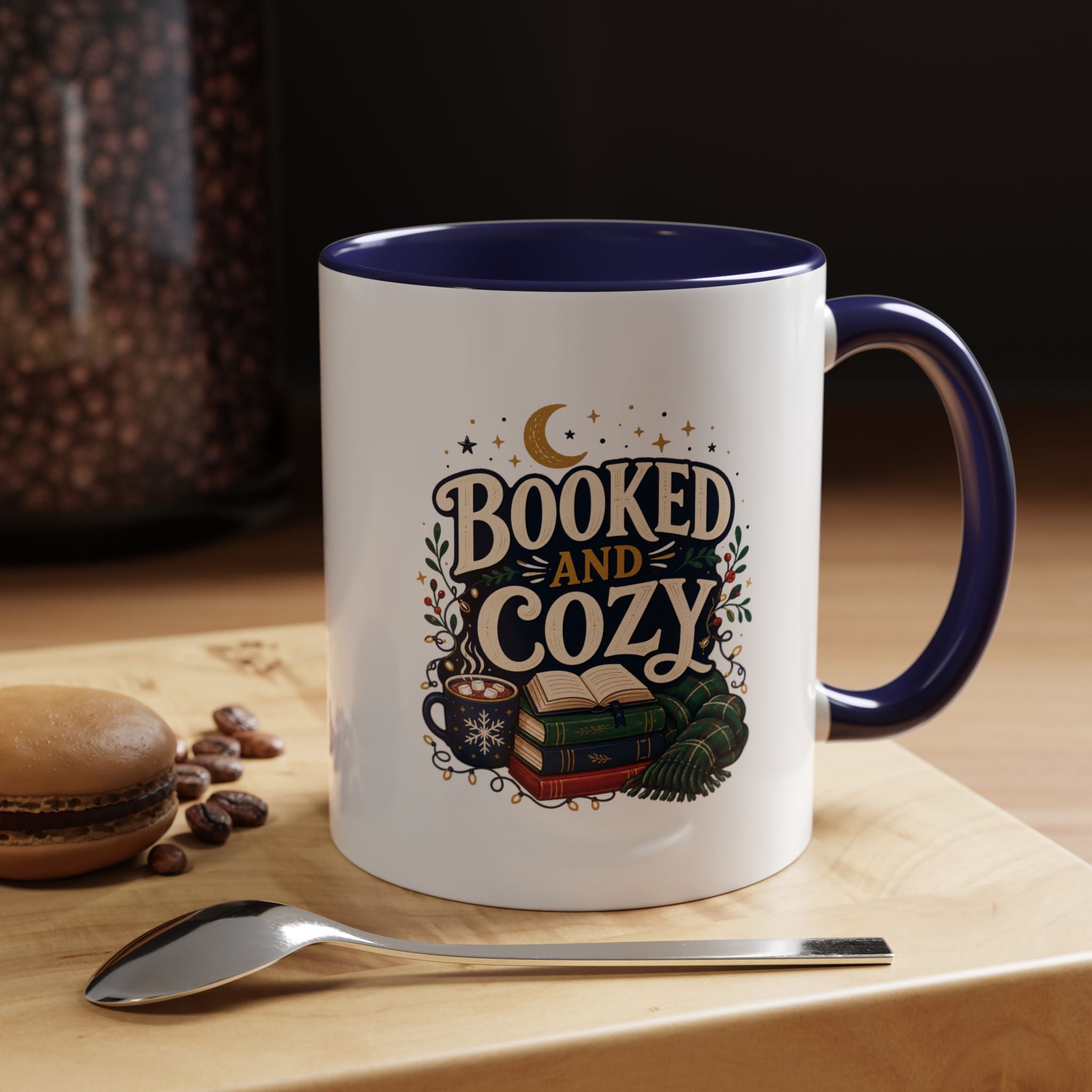 Modern Day Christmas Booked and Cozy Accent Coffee Mug — Book Lover Tea & Coffee Cup (11/15oz)