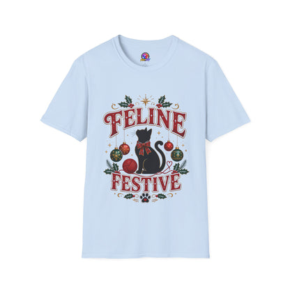 Feline Festive T-Shirt — Cute Black Cat Christmas Holiday Tee