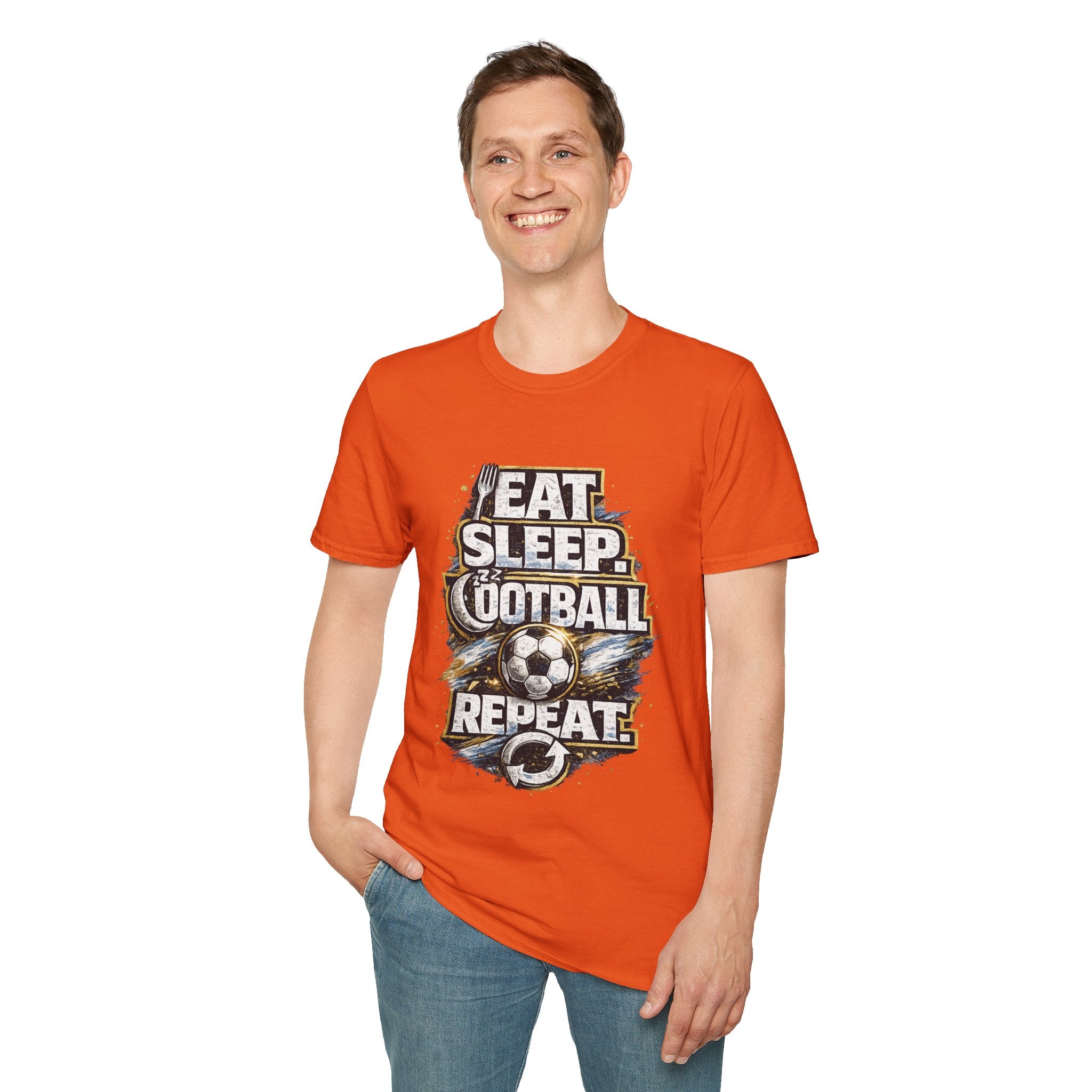 Football 'Eat Sleep Football Repeat' T-Shirt — Vintage Soccer Fan Tee