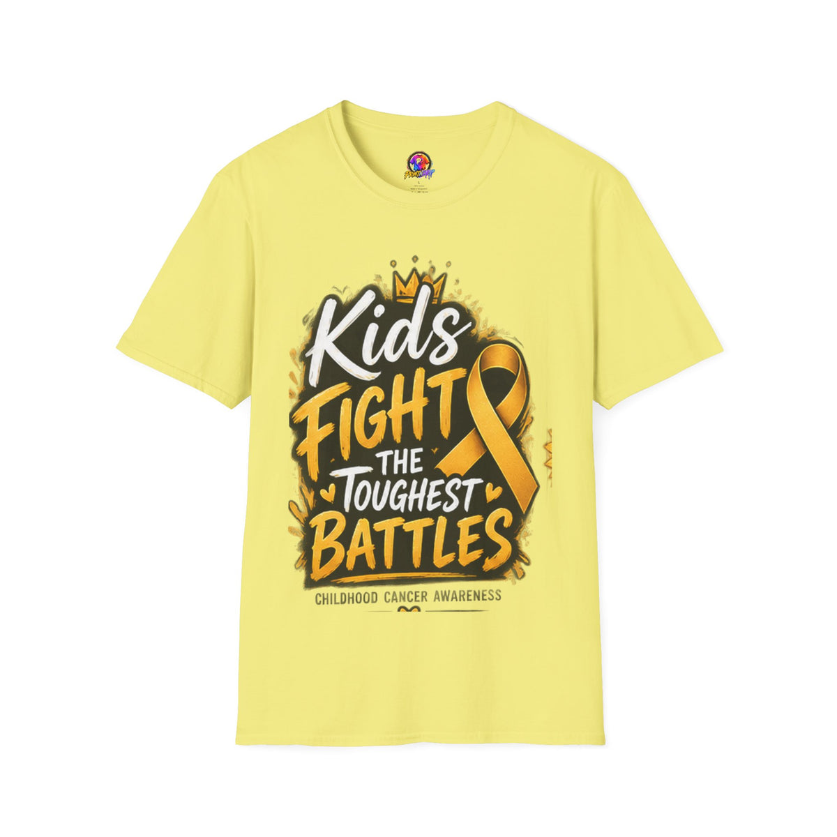 Children's Cancer Awareness T-Shirt — "Kids Fight The Toughest Battles" Gold Ribbon