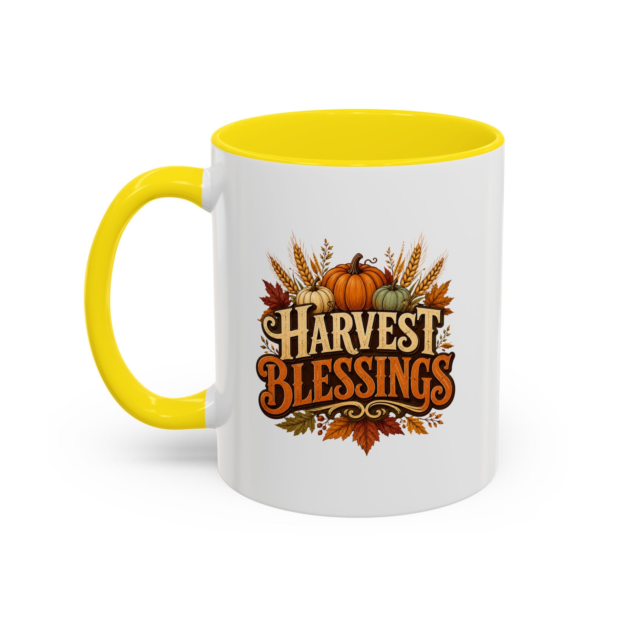 Thanksgiving Mug Harvest Blessings Coffee Mug — Fall Pumpkin & Wheat Thanksgiving Mug