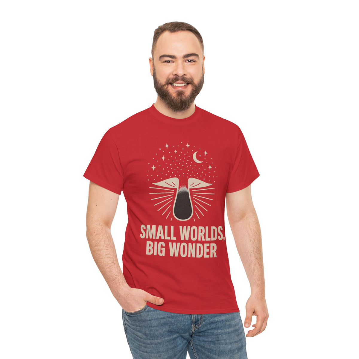 Small Worlds Big Wonder Celestial Mushroom Tee - Aesthetic Nature T-Shirt - Trending Now - September 2026