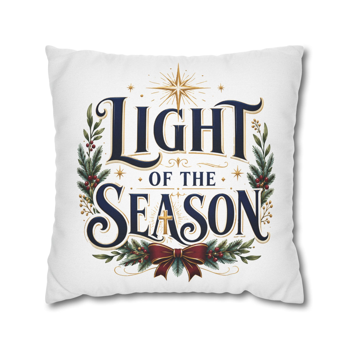 Christmas Holiday Throw Pillowcase— "Light of the Season" Decorative Cushion