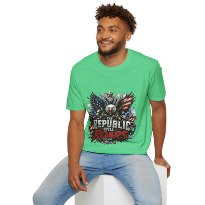 Patriotic Eagle T-Shirt — "The Republic Still Roars" | American Flag Graphic