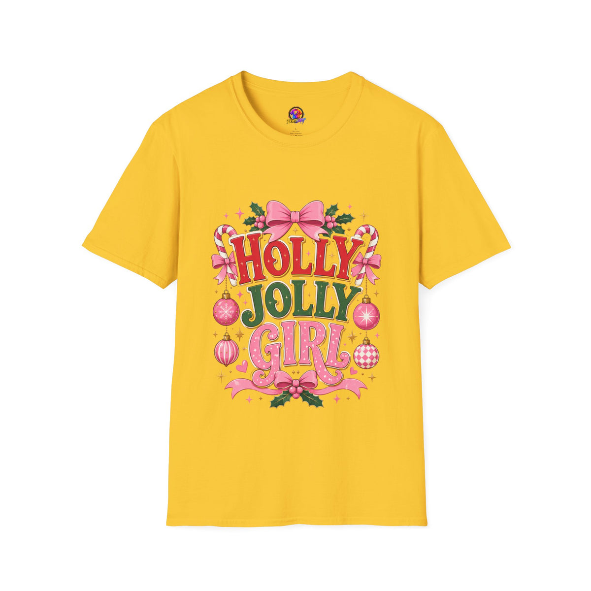 Holly Jolly Girl T-Shirt — Pink Holiday Graphic Tee