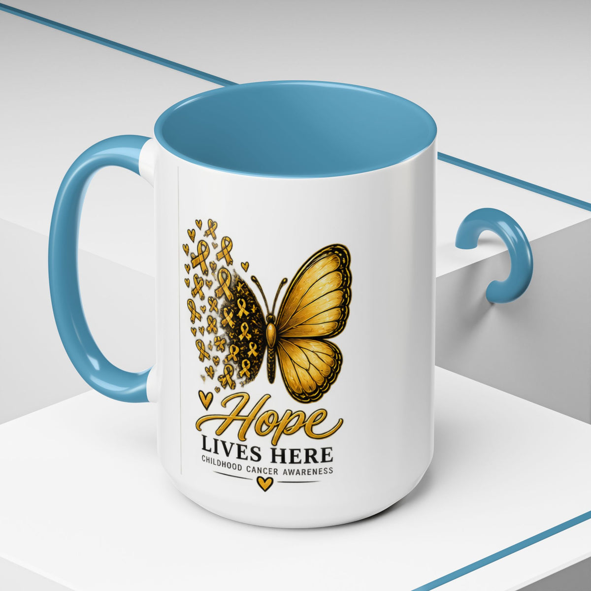 Hope Lives Here Childhood Cancer Awareness Accent Coffee Mug