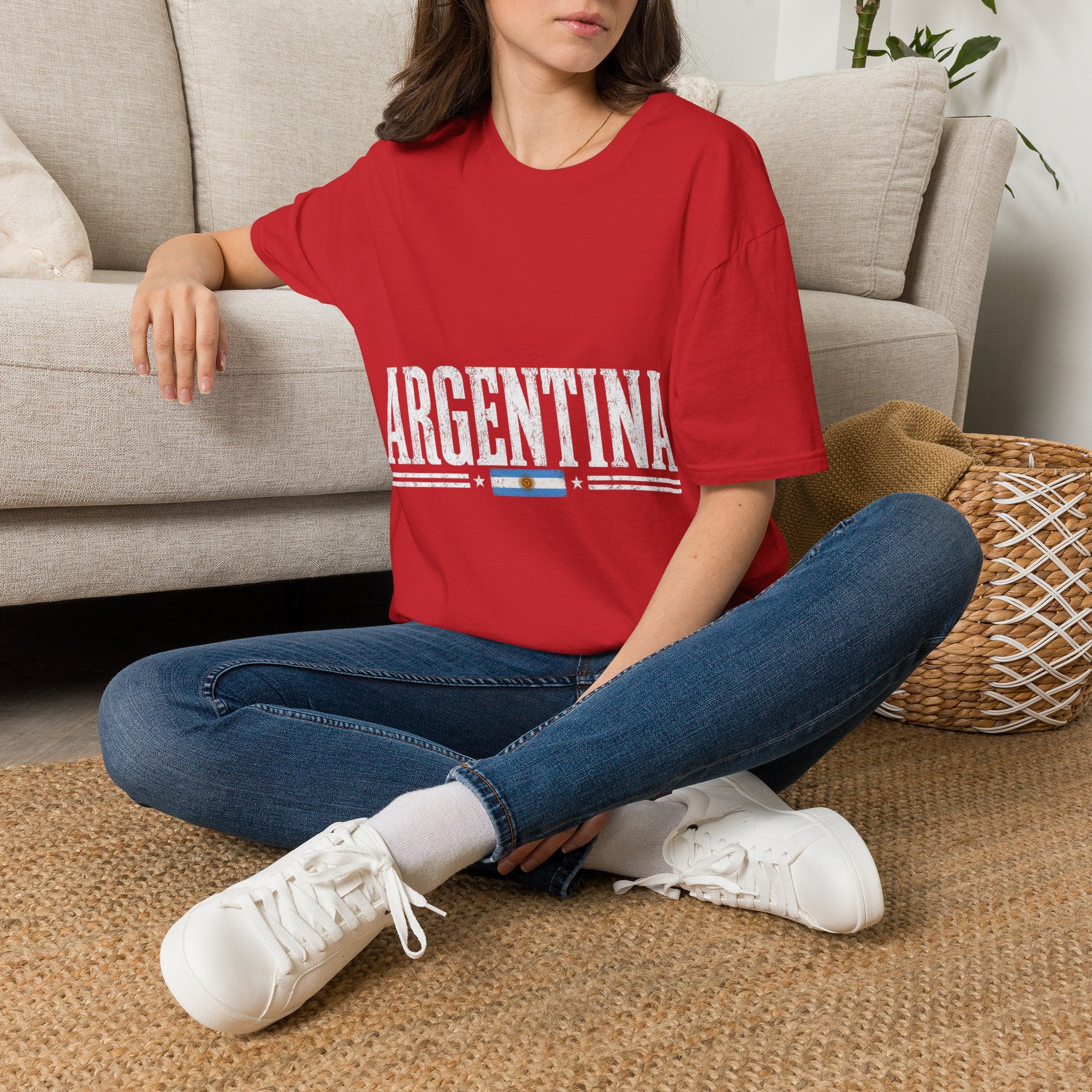 Argentina Graphic T-Shirt — Retro Flag Stripe Football Soccer Tee