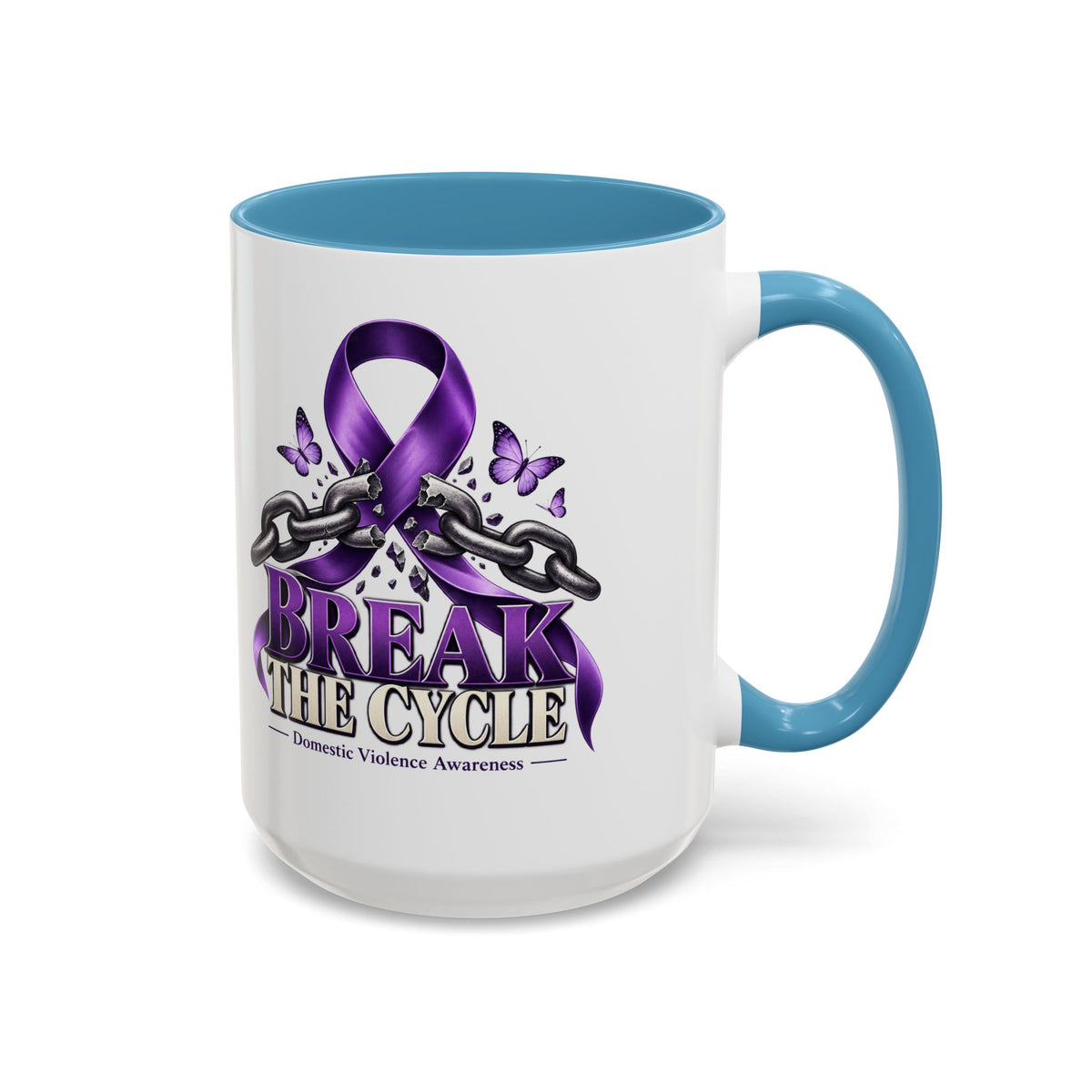 Break the Cycle Coffee Mug – Domestic Violence Awareness Purple Ribbon (11/15oz)