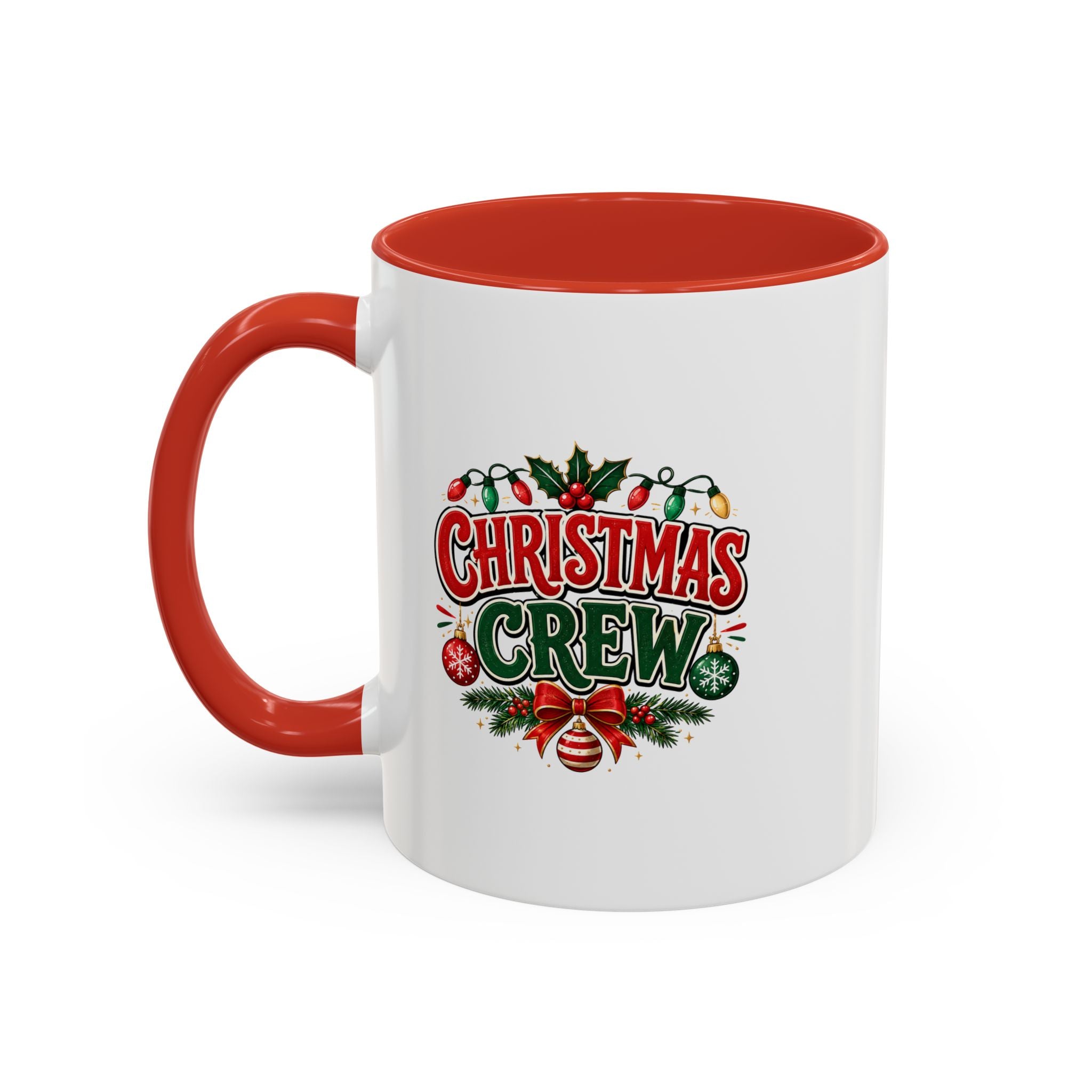 Christmas Crew Accent Coffee Mug - Festive Holiday Tea & Coffee Cup