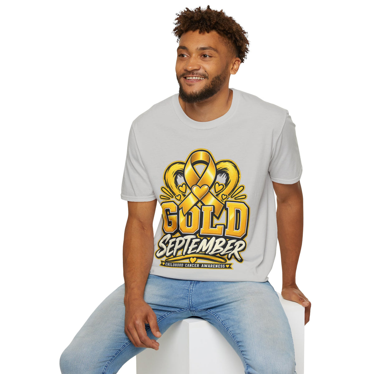 Gold September T-Shirt — Childhood Cancer Awareness Ribbon Tee