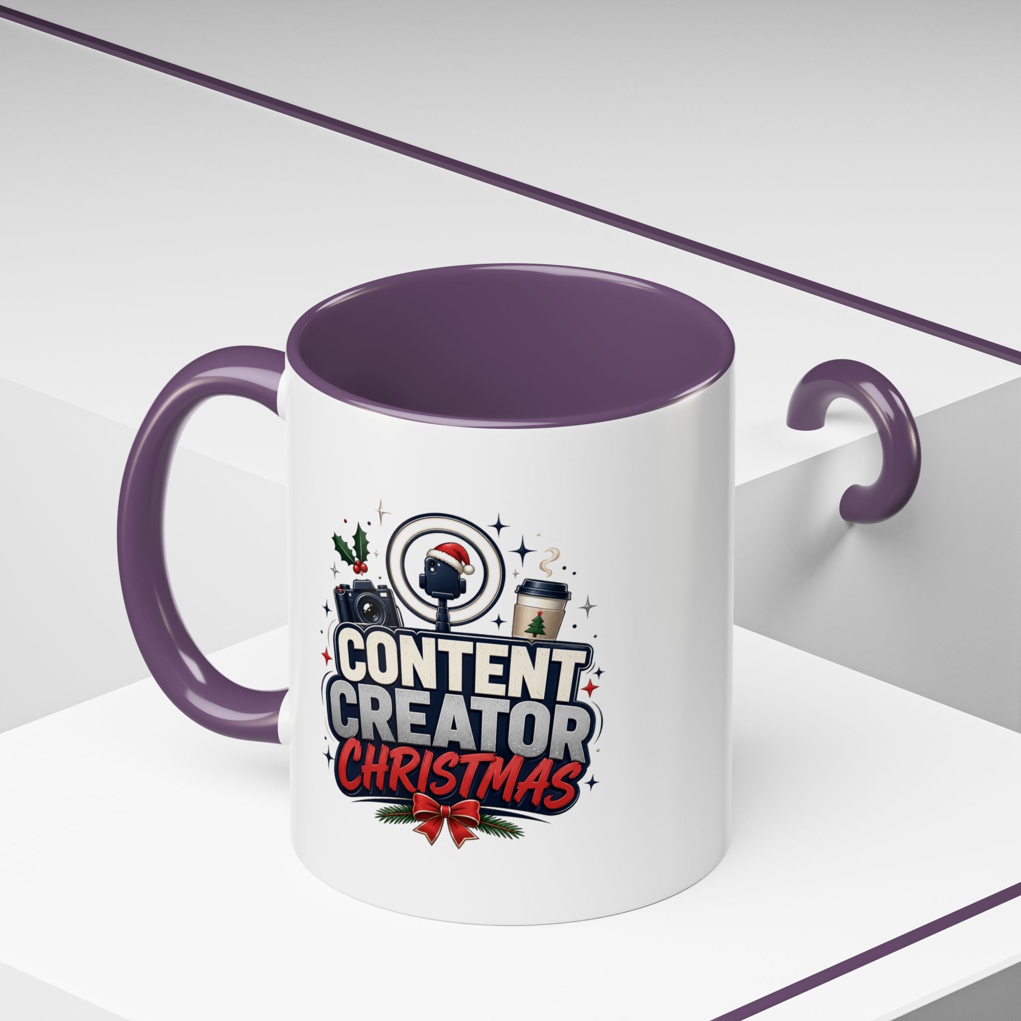 Modern Day Christmas Content Creator Christmas Accent Coffee Mug — Holiday Social Media Gifts (11/15oz)
