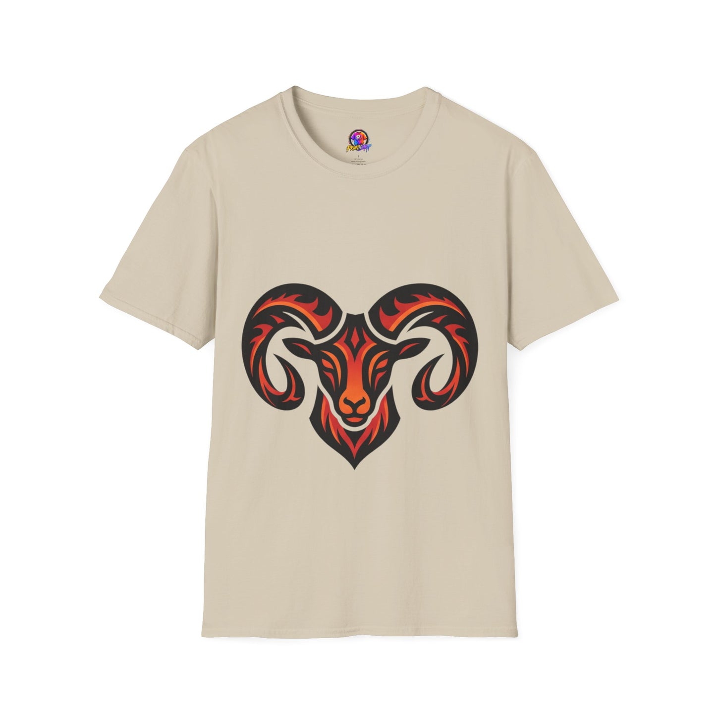 Ram Head Graphic T-Shirt — Tribal Flame Aries Design