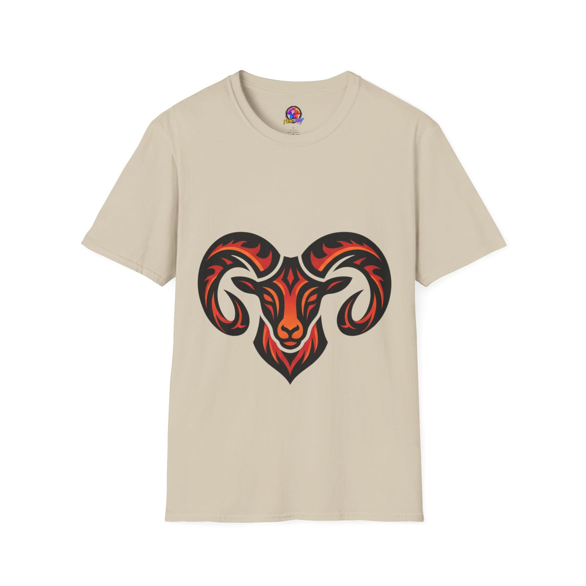 Aries Zodiac Ram Head Graphic T-Shirt — Tribal Flame Aries Design