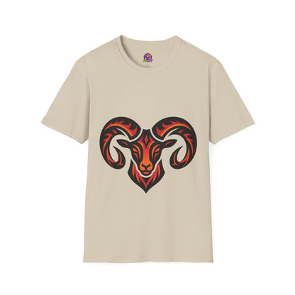 Ram Head Graphic T-Shirt — Tribal Flame Aries Design