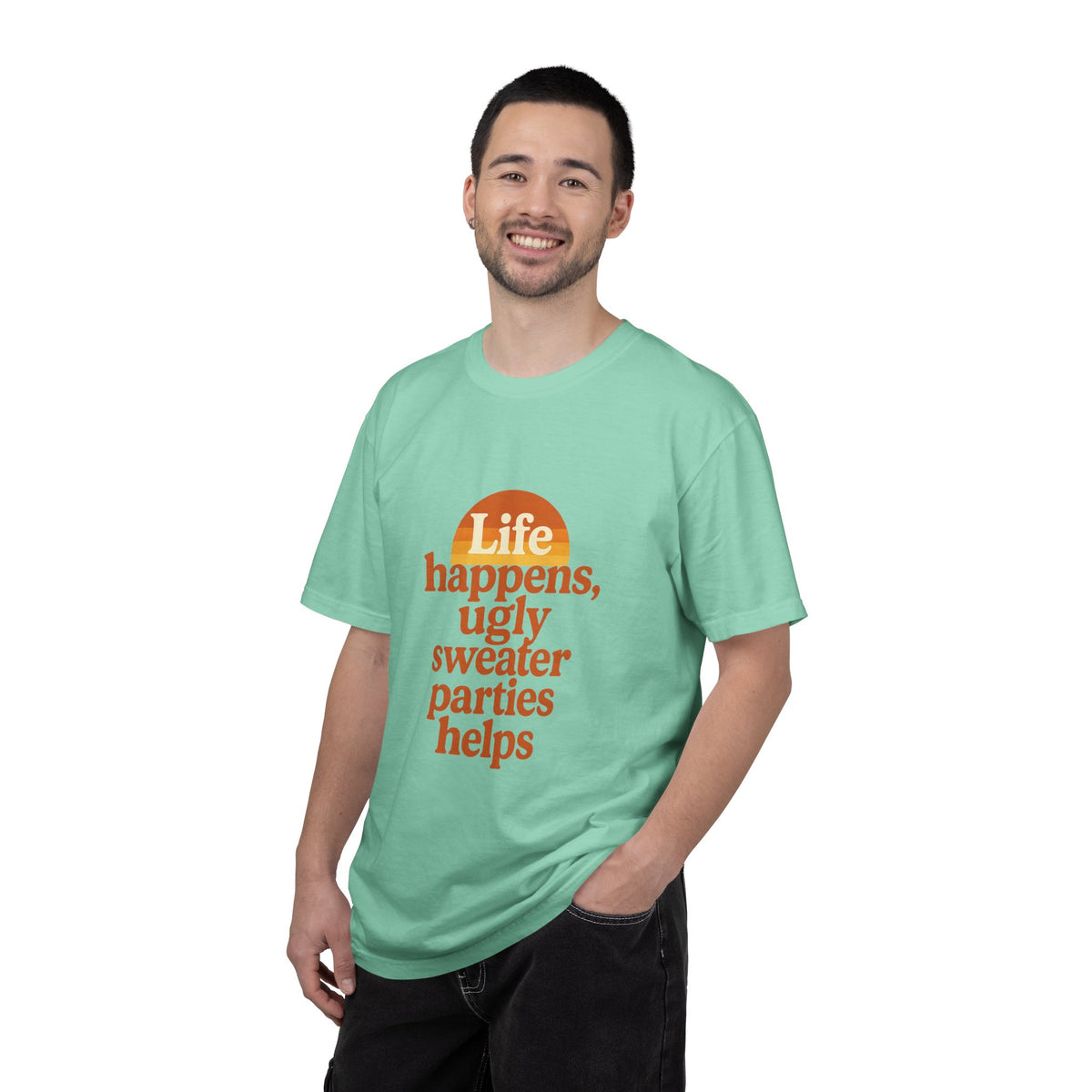 Life Happens Ugly Sweater Parties Helps T-Shirt - Trending Now - October 2026