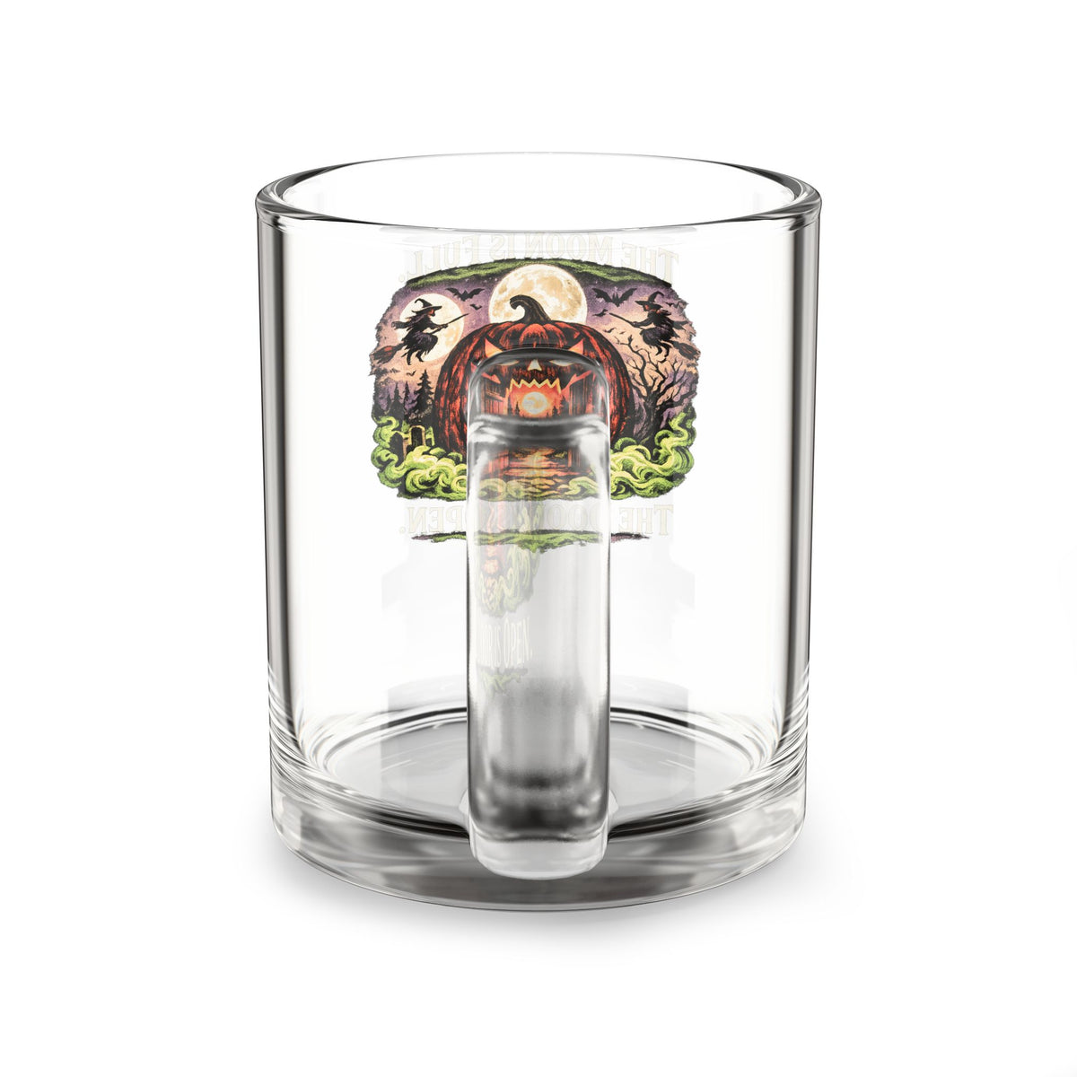 Halloween Glass Mug 10 oz Glass Mug — Halloween Pumpkin Portal Illustration (10 oz)