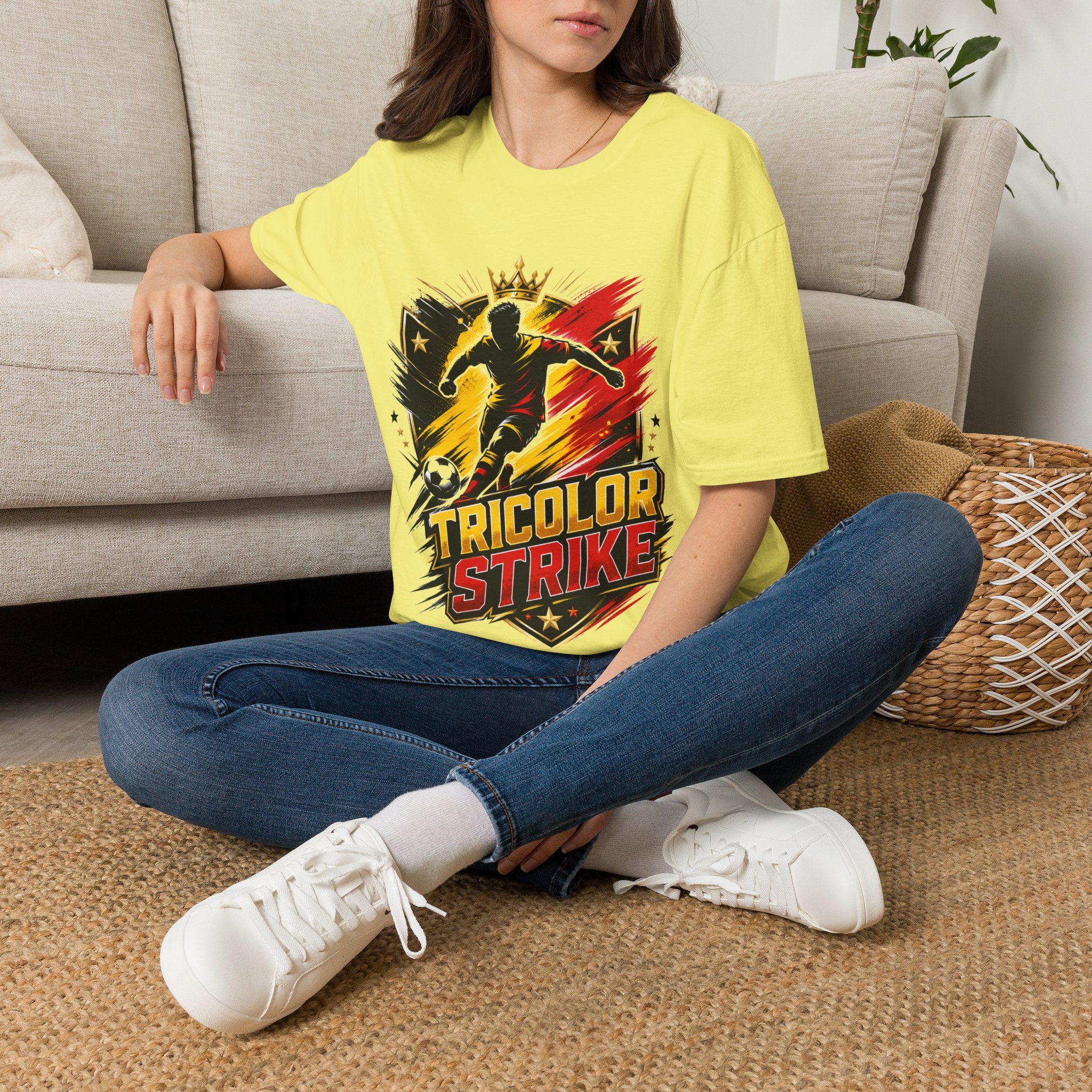 Belgium Soccer T-Shirt — 'Tricolor Strike' Graphic Jersey Tee