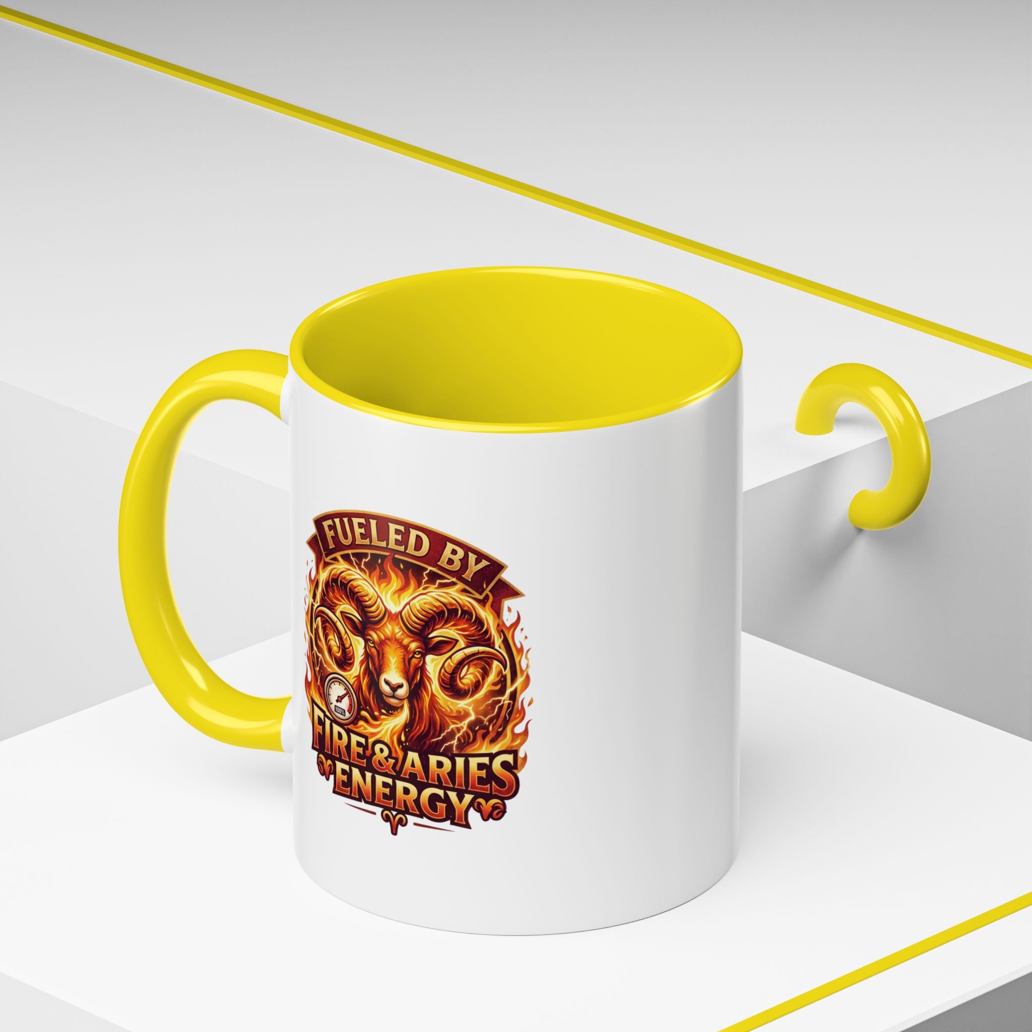 Fueled by Fire & Aries Energy Mug – Zodiac Ram Coffee Cup