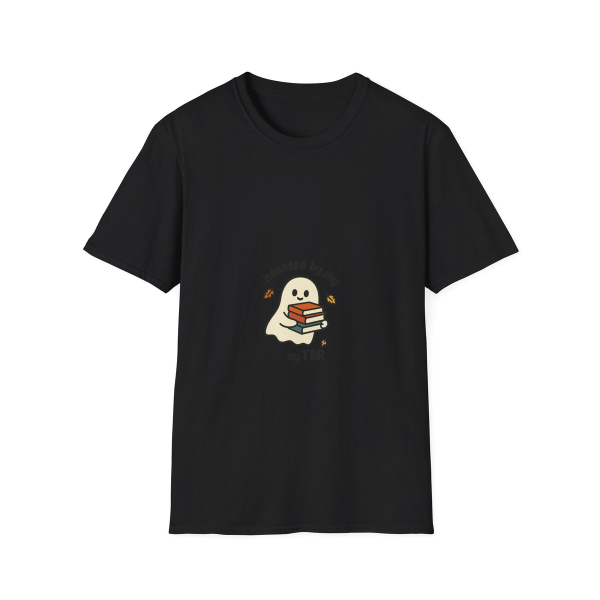 Haunted By My TBR Cute Ghost Book Stack White Graphic Tee - Trending Now - September 2026