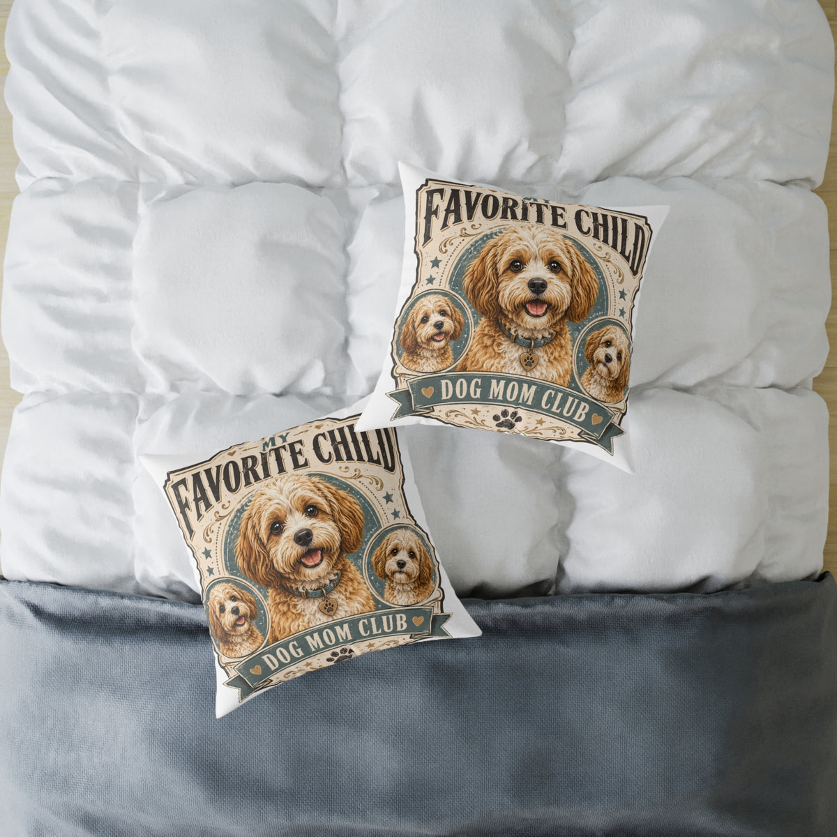 Favorite Child Dog Mom Club Pillow  Milo Bailey Dog Dad Mom — Cute Dog Mom Decorative Throw Pillow