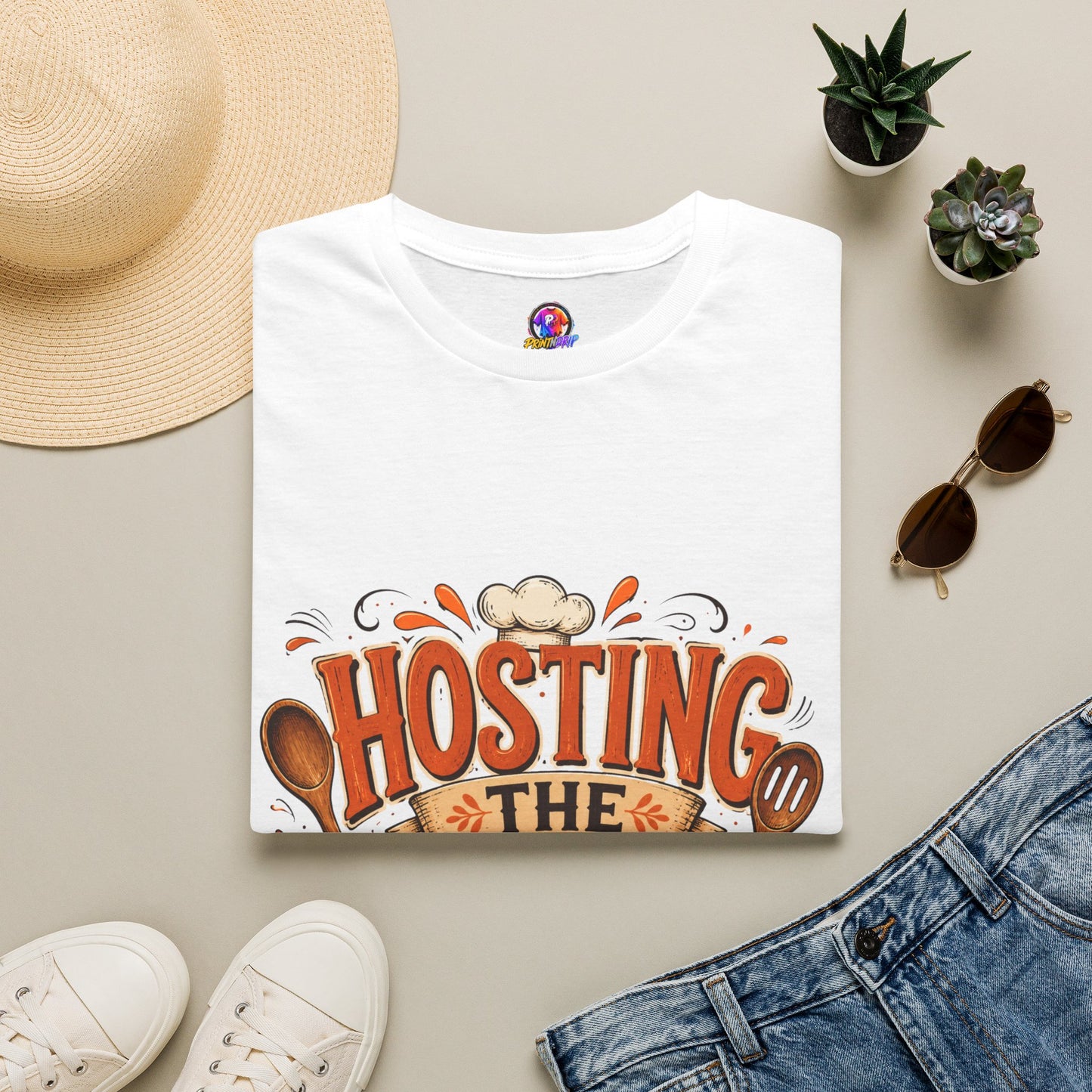 Hosting the Chaos T-Shirt — Funny Thanksgiving Cooking Shirt for Hosts