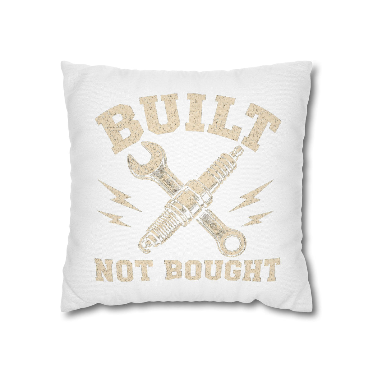 Built Not Bought Decorative Pillowcase Milo Bailey Dog Dad Mom — Rustic Mechanic Tool Accent