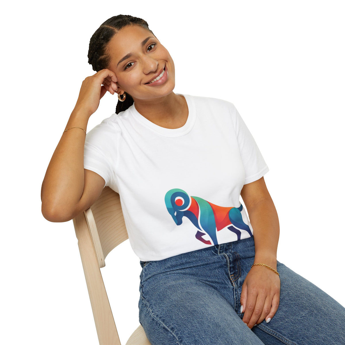 Aries Zodiac  Colorful Ram T-Shirt — Abstract Multicolor Aries Graphic Tee