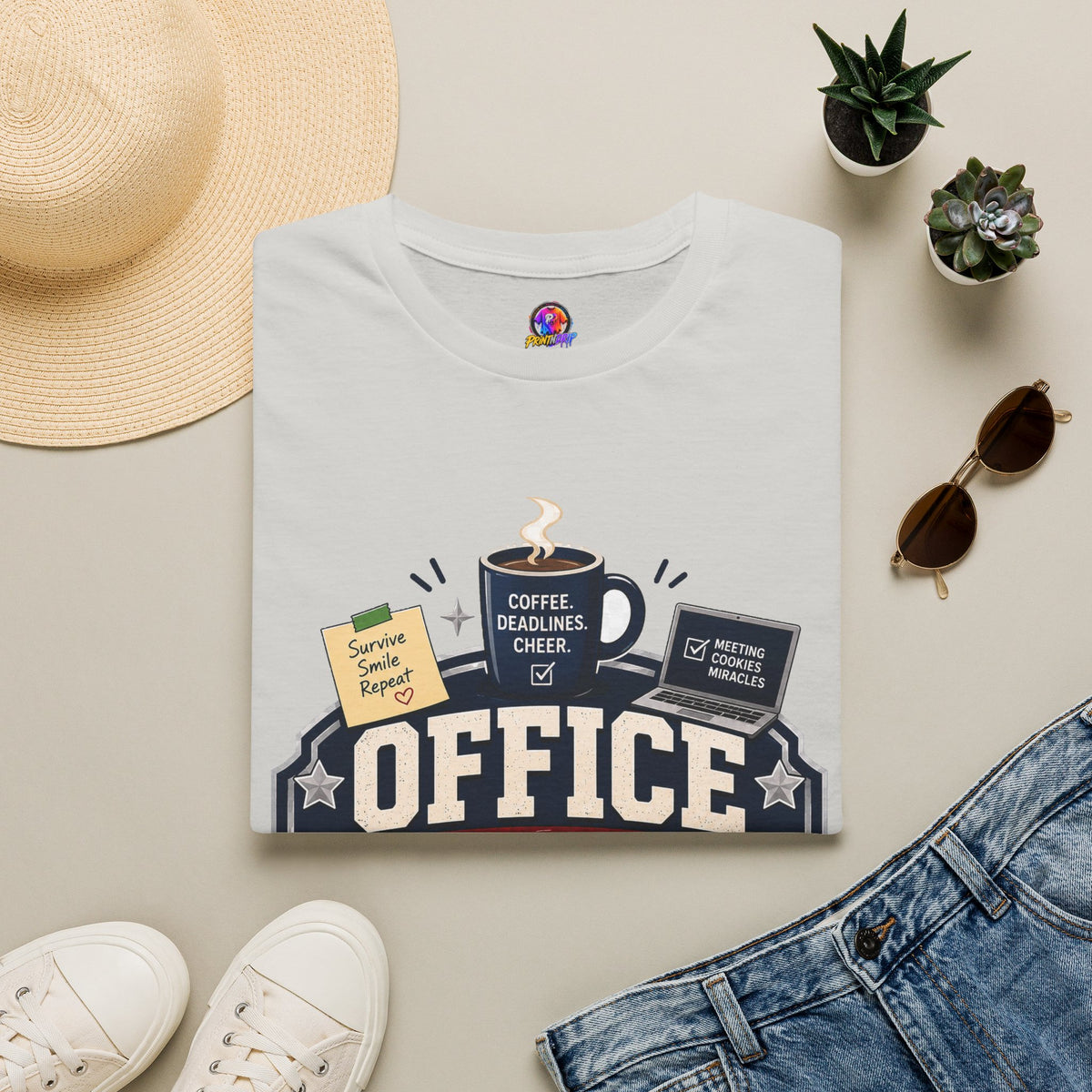 Office Holiday Survivor T-Shirt — Coffee, Deadlines & Cheer Work Shirt