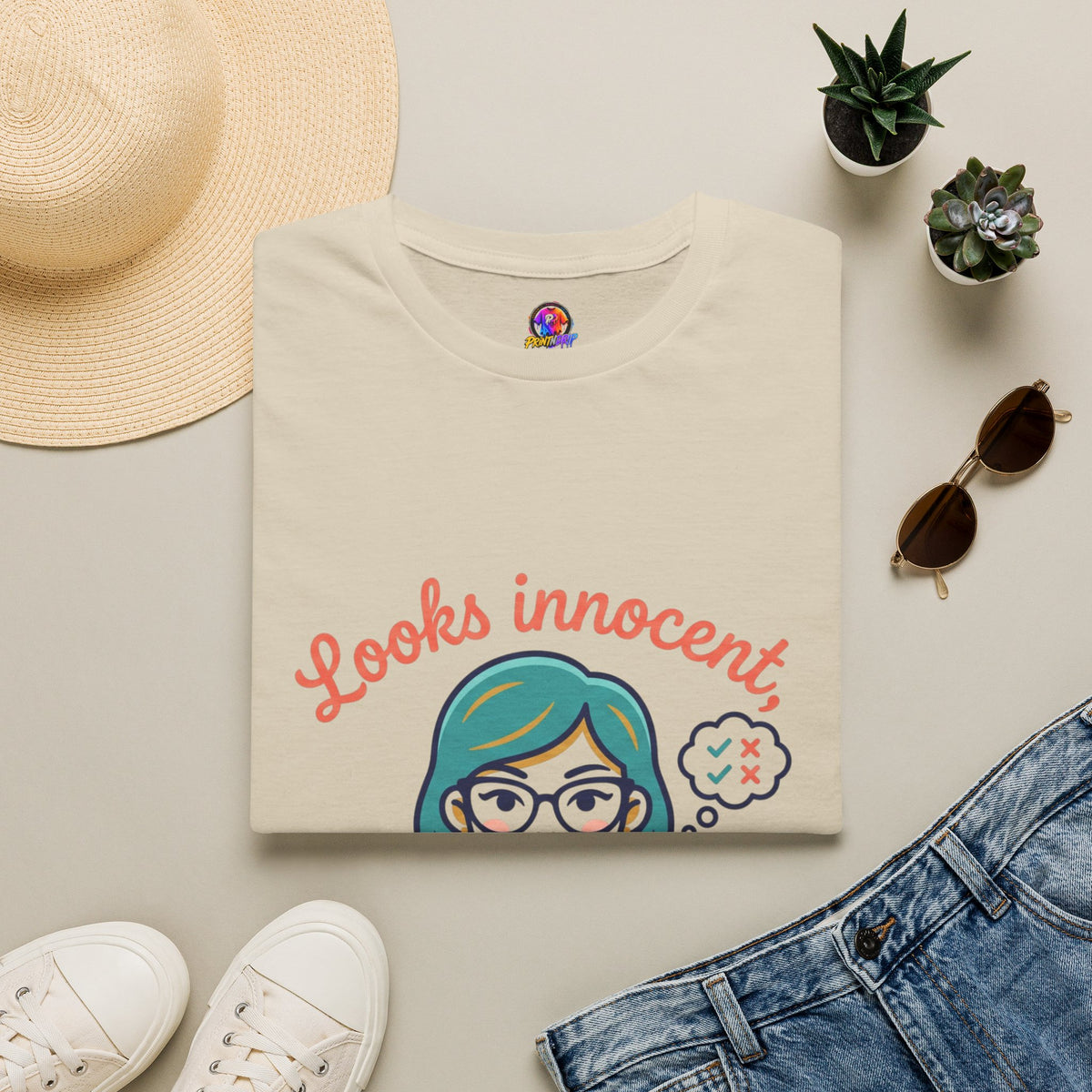 Looks Innocent Virgo T-Shirt — Funny Zodiac Graphic Tee for Virgo Women