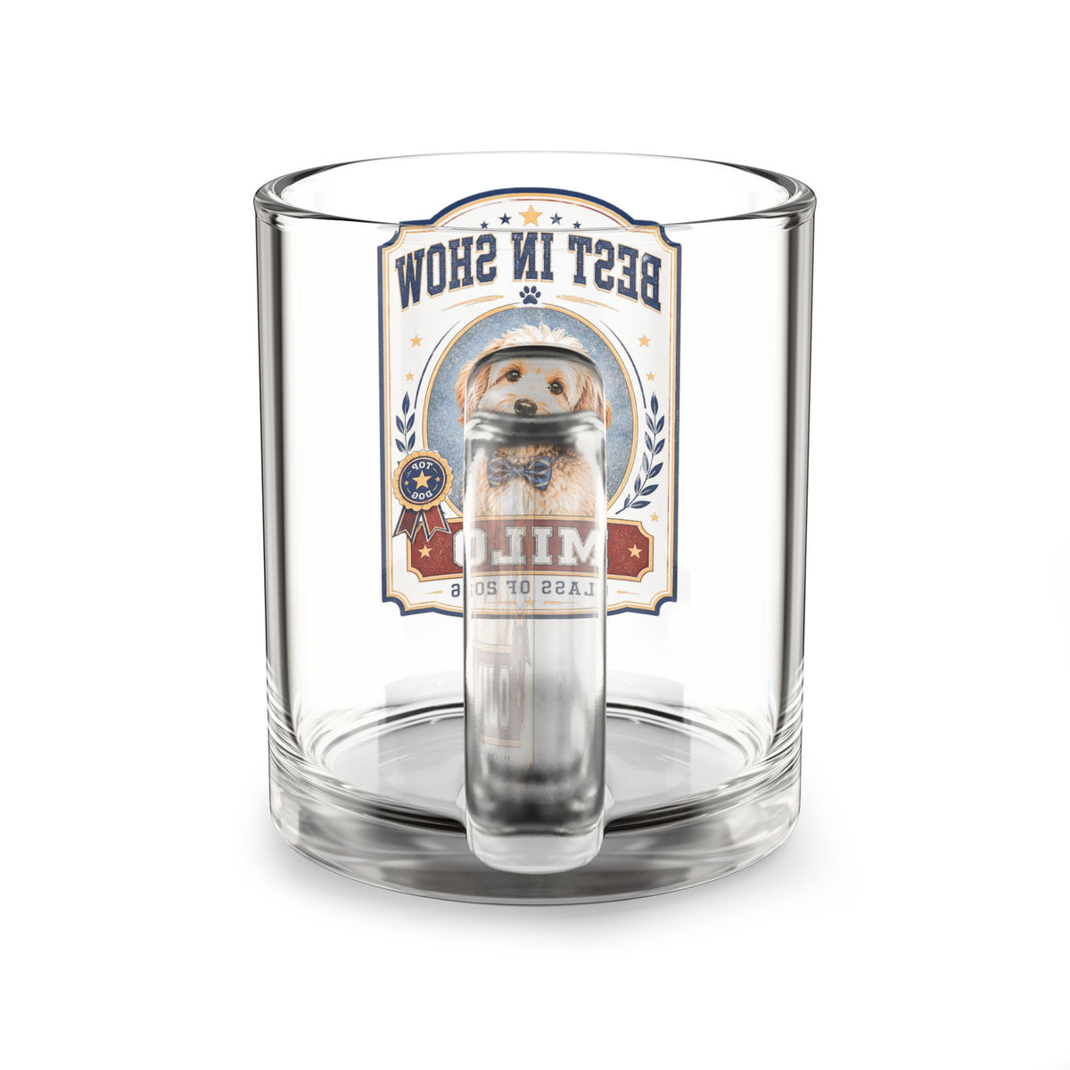 Glass Mug — "Best in Show" Personalized Dog Photo Mug (10oz) Milo Bailey Dog Dad Mom  Glass Mug 10 oz