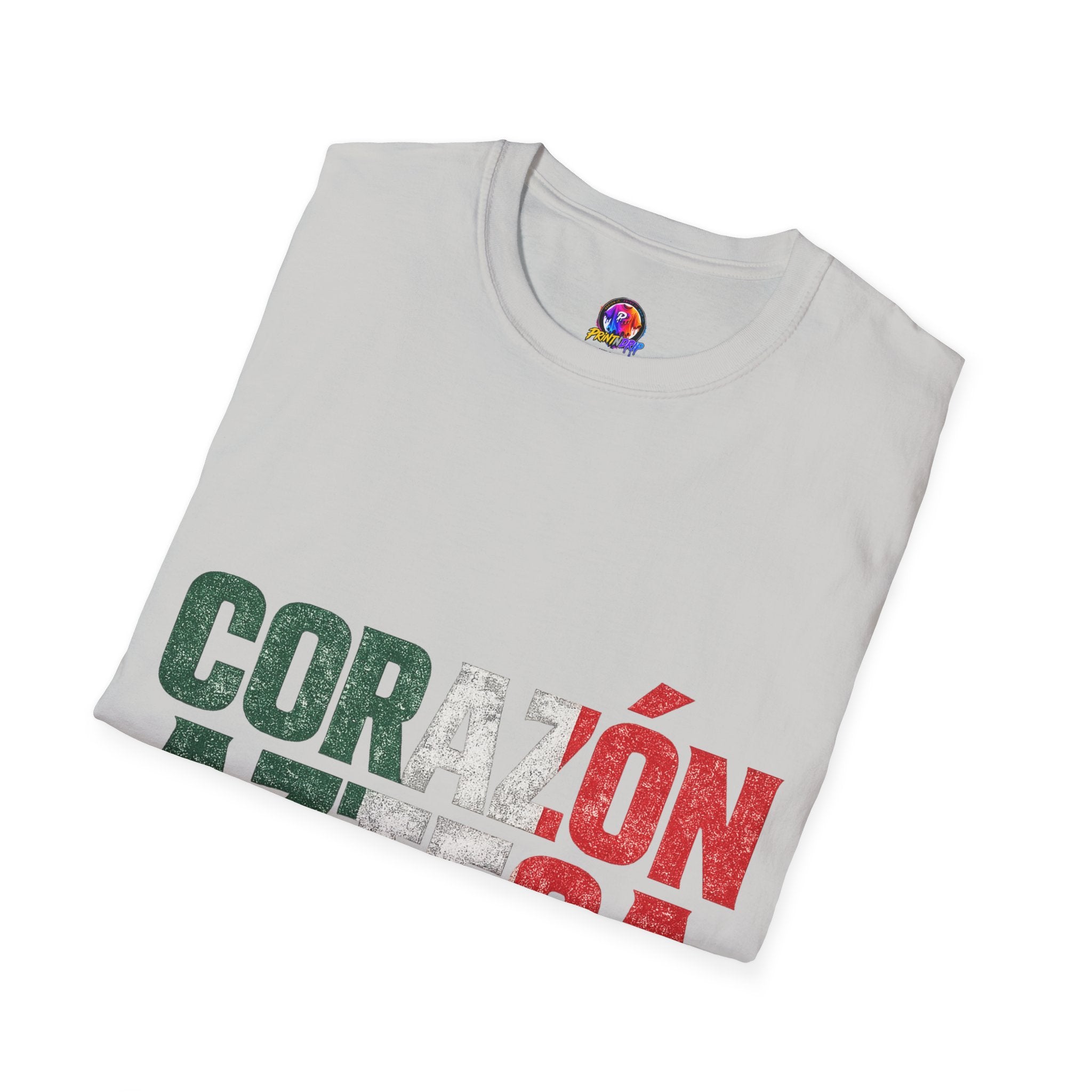 Mexico Corazón Azteca T-Shirt — Mexican Pride Flag Text Tee