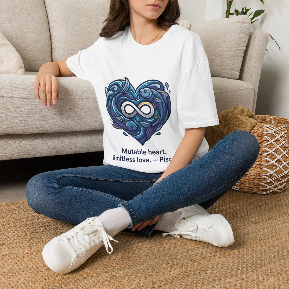 Pisces Infinity Heart T‑Shirt — Zodiac Ocean Love Tee