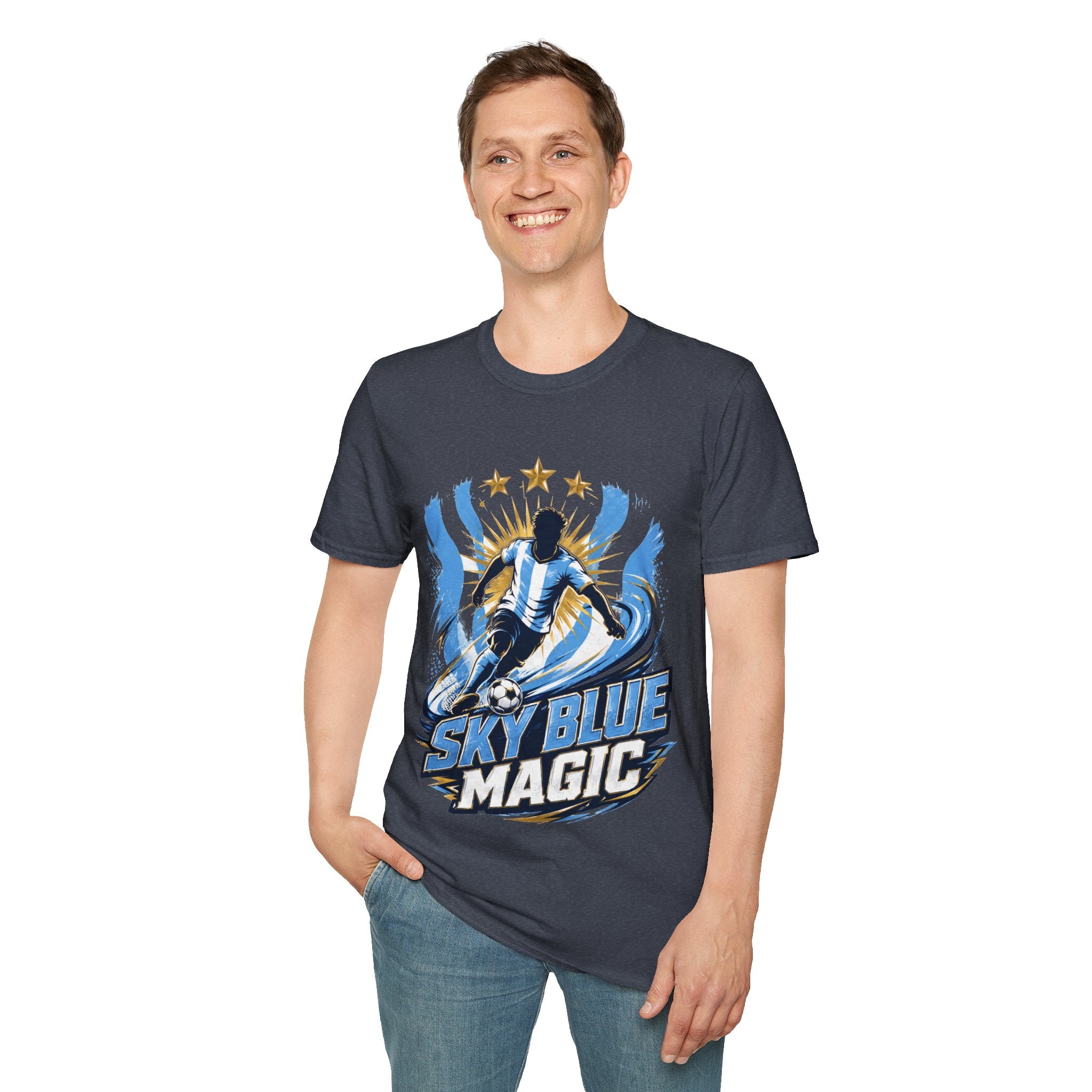 Argentina Sky Blue Magic Soccer T-Shirt — Argentinian Football Player Graphic Tee