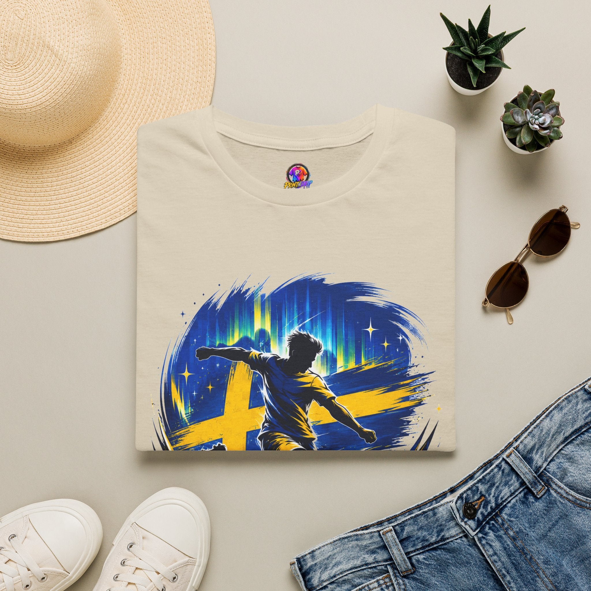 Sweden Nordic Thunder Soccer T-Shirt — Sweden Football Fan Tee