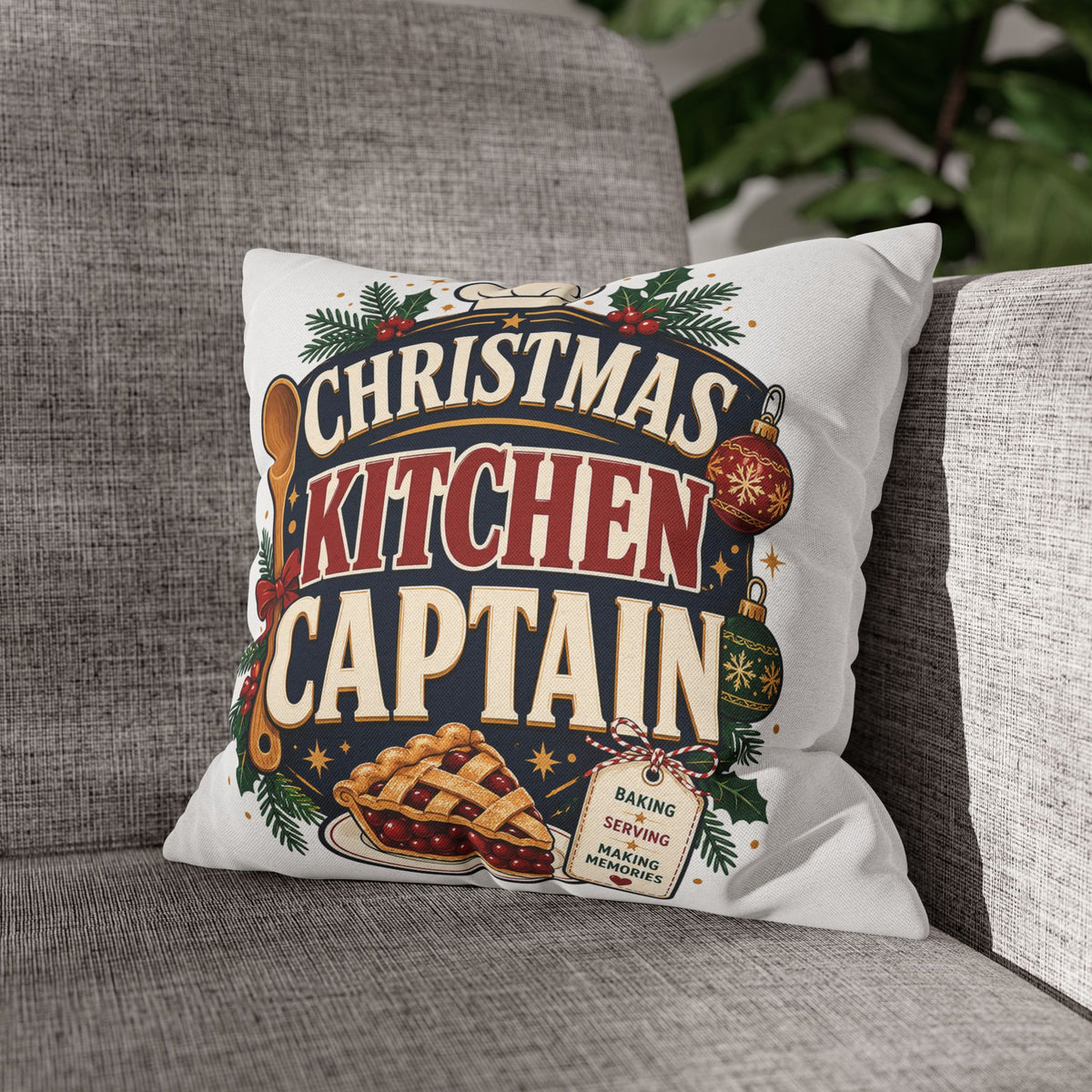 Christmas Kitchen Captain Pillowcase Modern Day Christmas  — Holiday Baking Decorative Throw Pillowcase