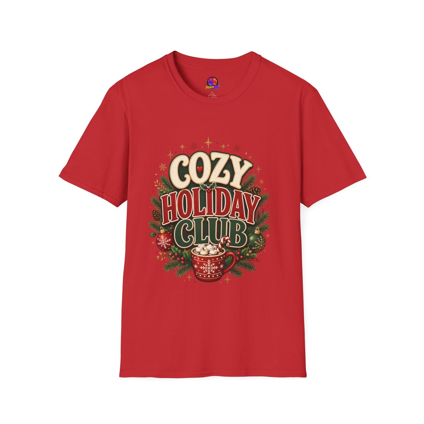 Cozy Holiday Club T-Shirt — Festive Christmas Cozy Cocoa Graphic Tee
