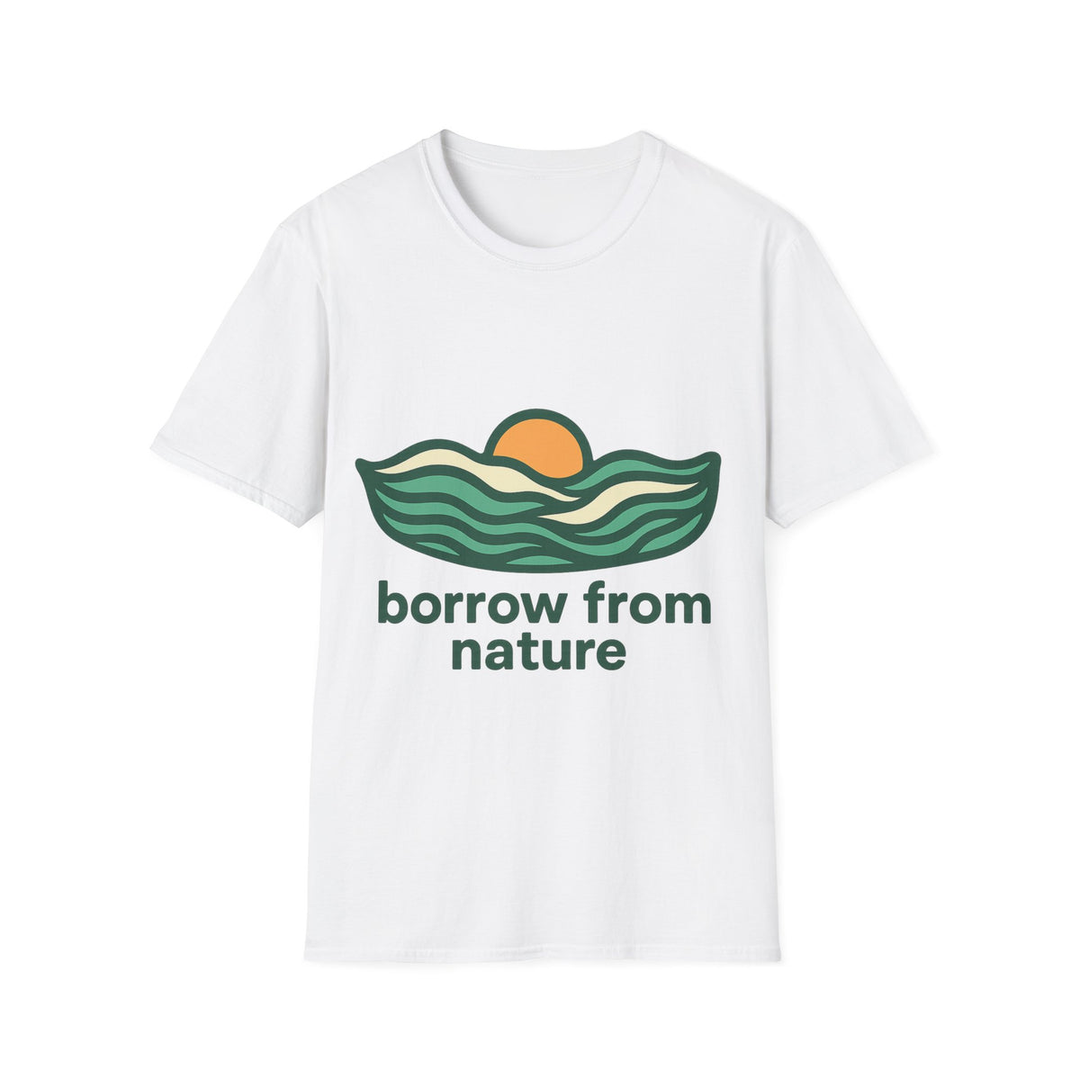 Borrow From Nature T-Shirt — Retro Sunset Eco Graphic Tee - Trending Now - September 2026