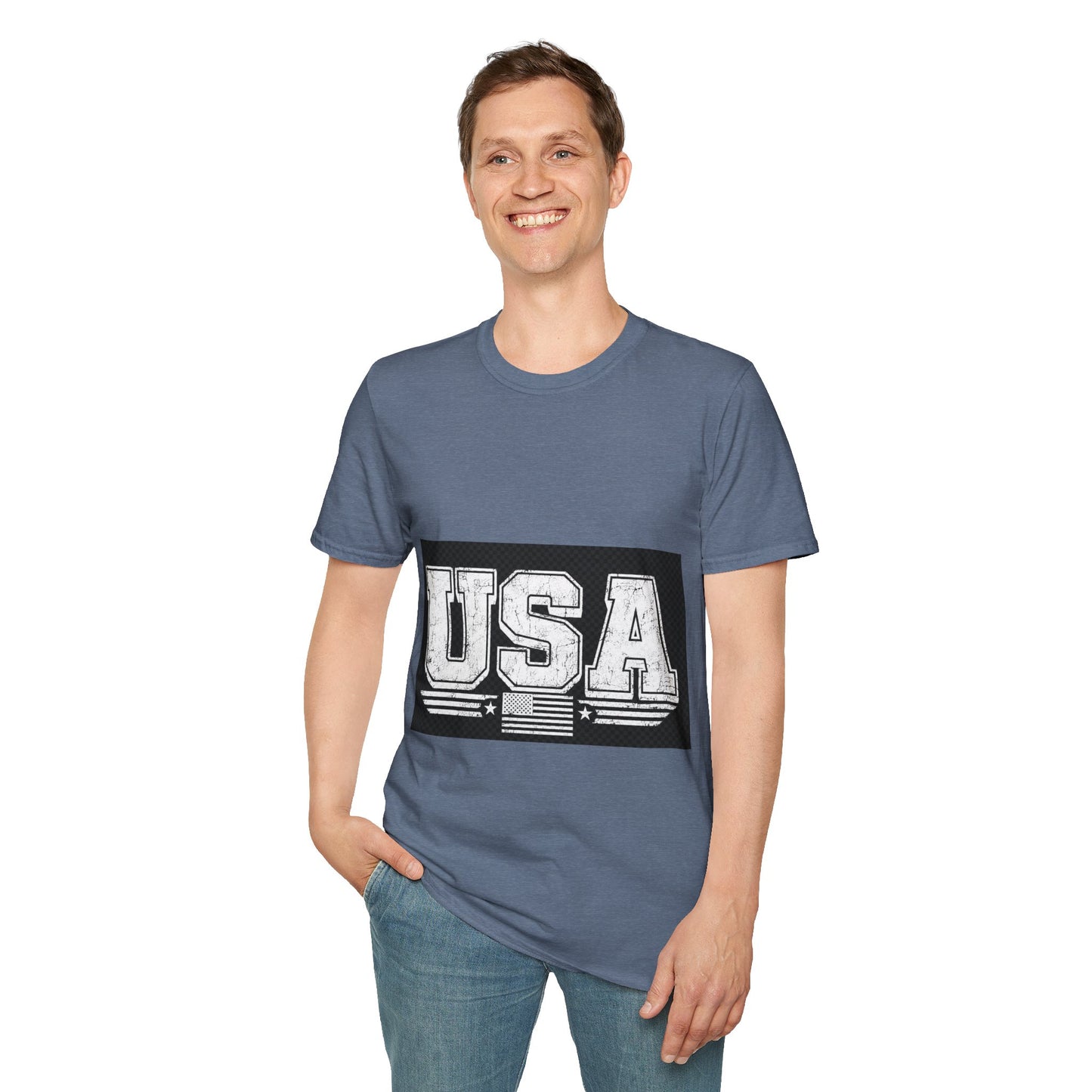 USA Vintage Block T-Shirt — Patriotic Americana Graphic Tee