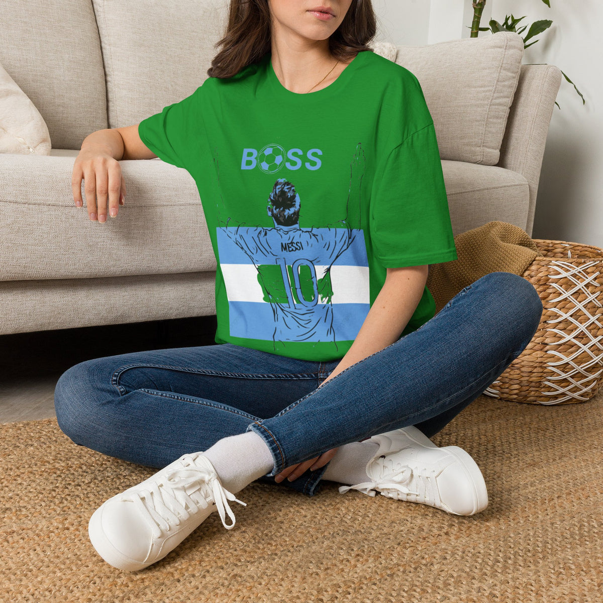 Soccer Boss T‑Shirt — 'BOSS' Striped Football Player Graphic Tee
