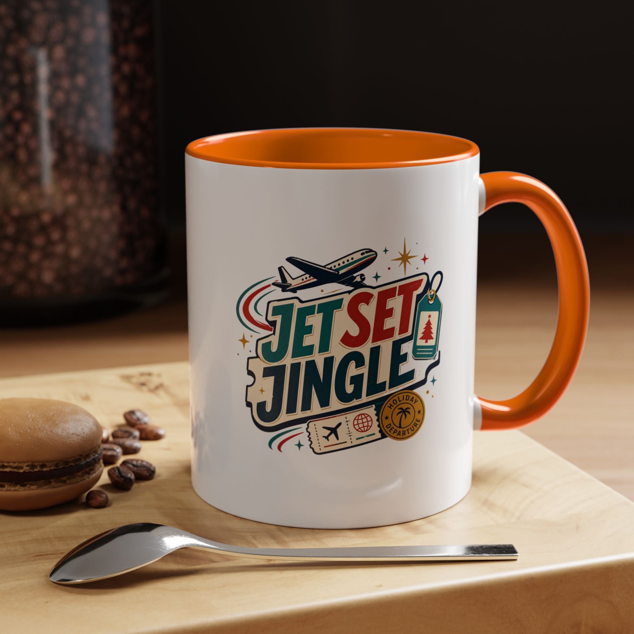 Modern Day Christmas Jet Set Jingle Coffee Mug — Holiday Travel Themed Accent Mug