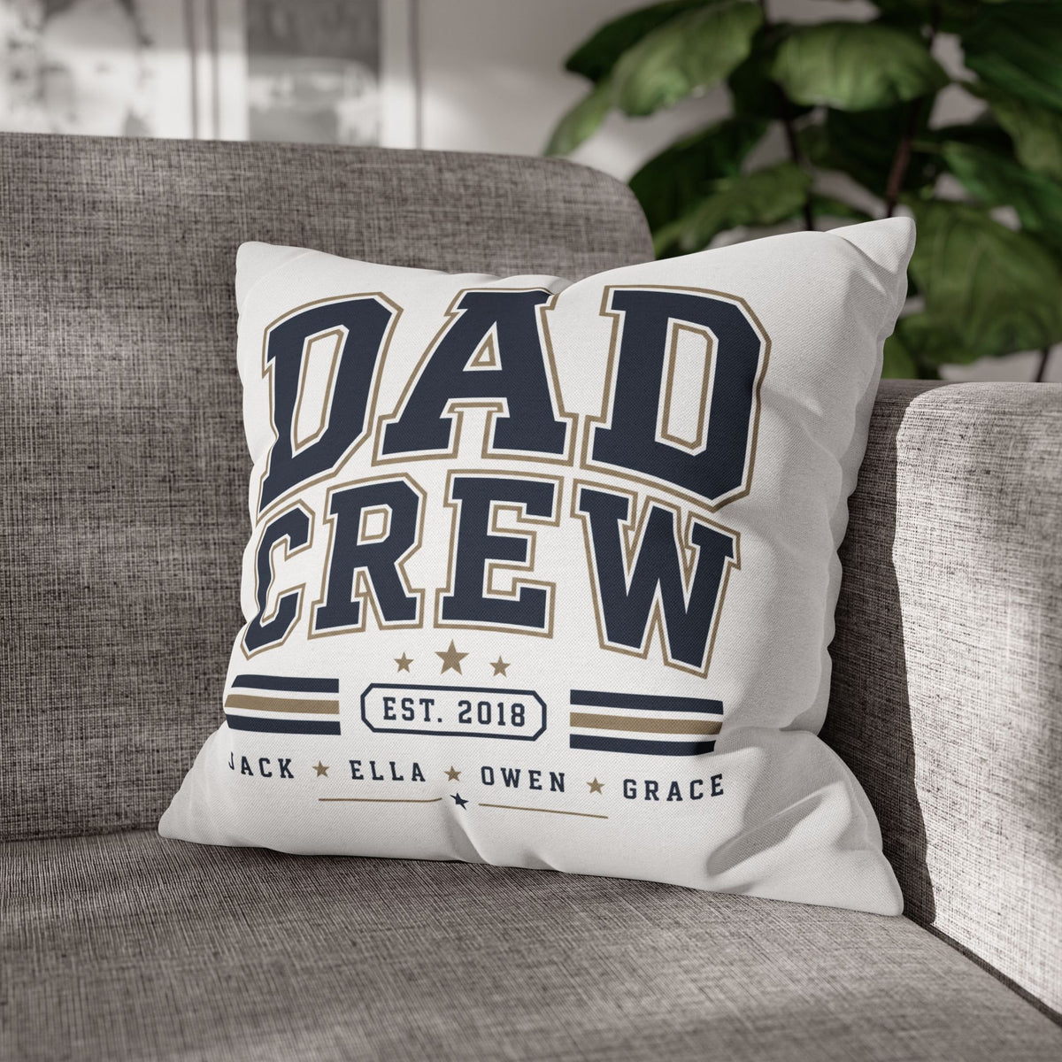 Dad Crew Decorative Pillowcase Milo Bailey Dog Dad Mom – Personalized Family Name Accent