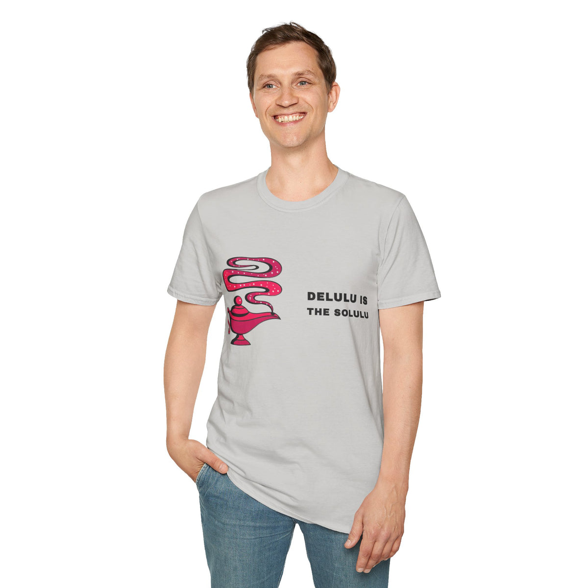 Genie Lamp Graphic T-Shirt — 'Delulu' Vaporwave Snake Design - Trending Now - September 2026