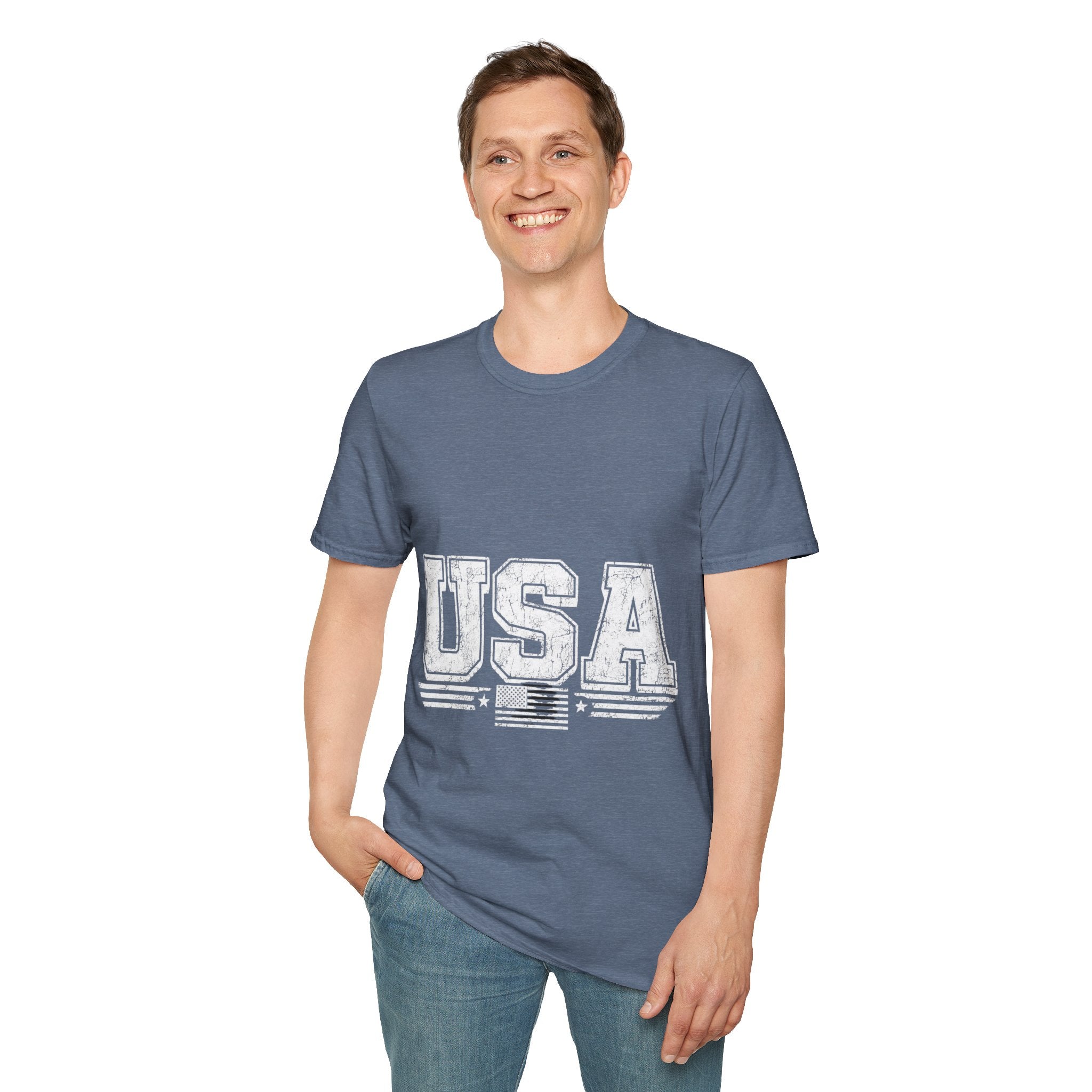 USA Vintage Block T-Shirt — Patriotic Americana Graphic Tee